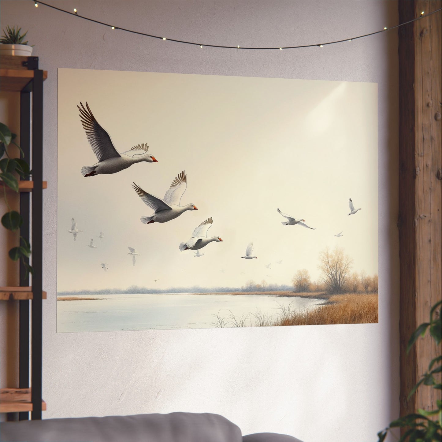 Hazy Skies, Snow Geese Soar Print