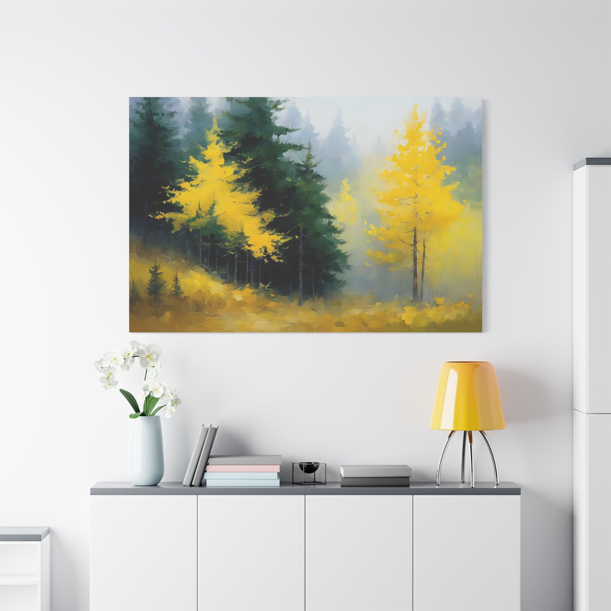 Misty Grove Landscape Matte Canvas Print