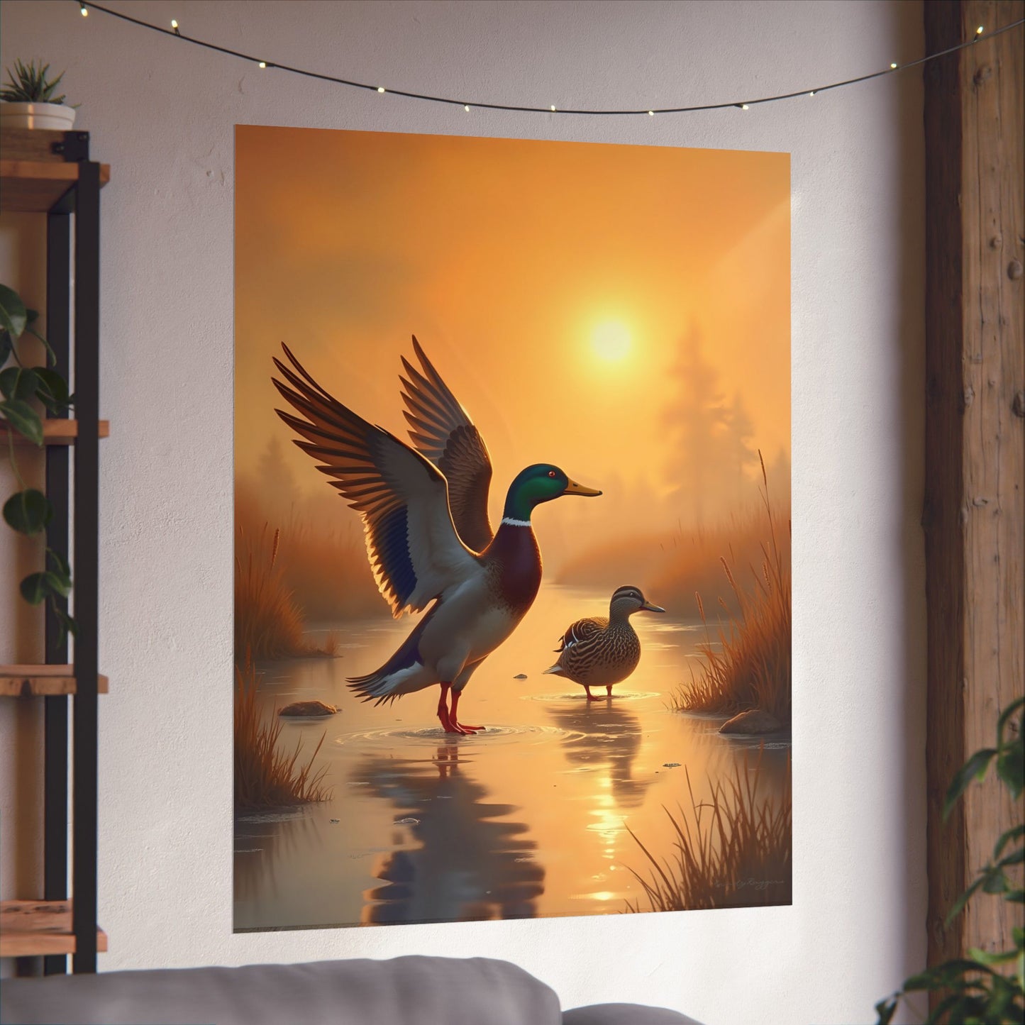 Misty Morning Reunion Mallard Duck Print