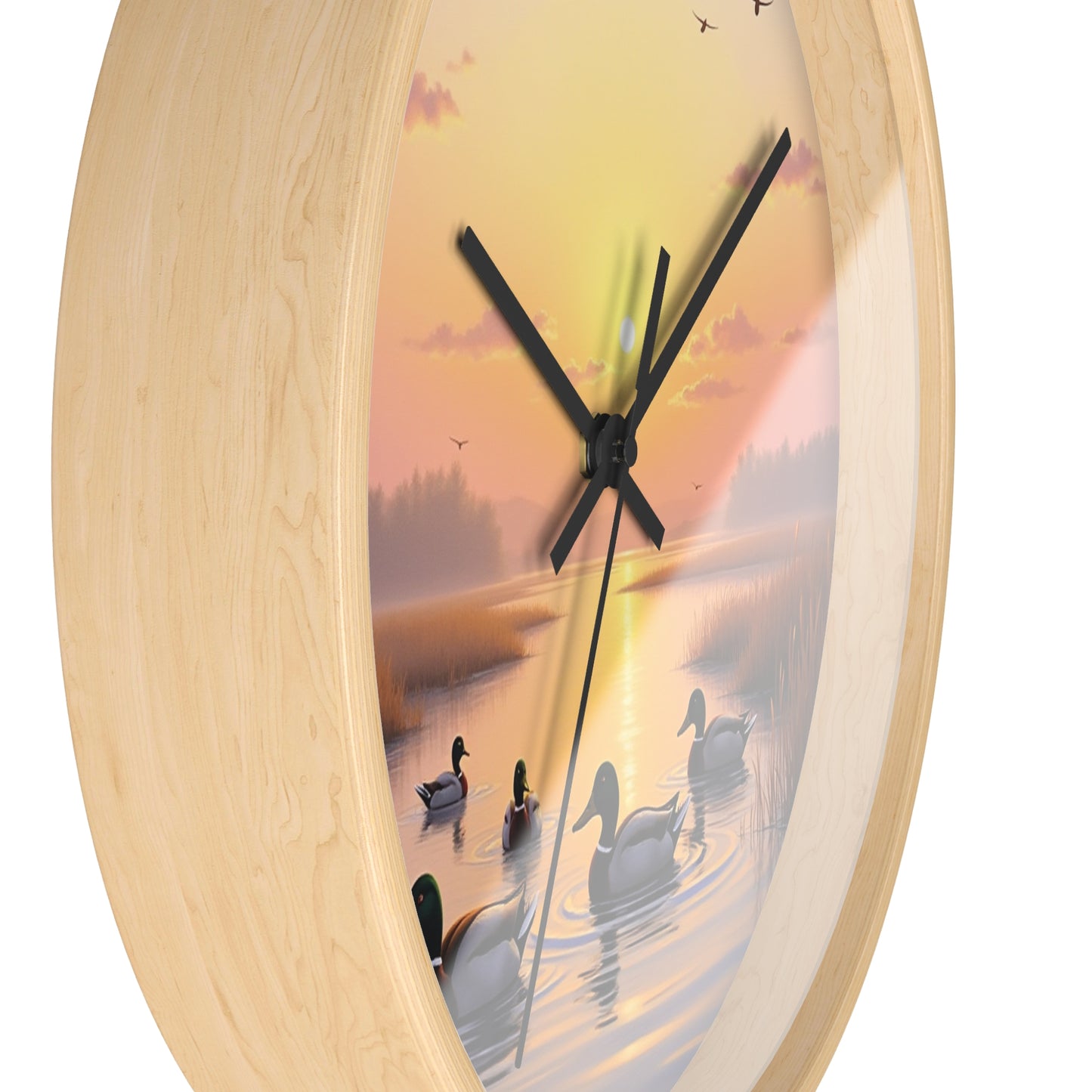 This collection of waterfowl art wall clocks brings the beauty of wetlands into your space, each clock featuring a meticulously crafted scene of waterfowl in natural settings.