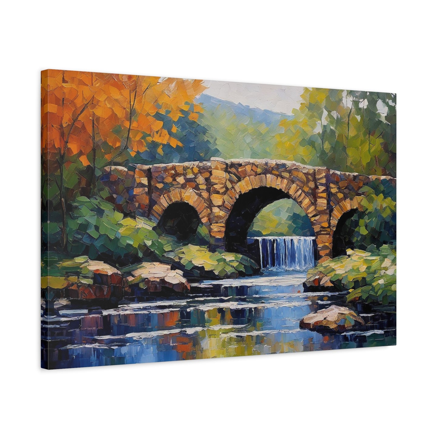 Impressionist Stone Bridge Canvas Print