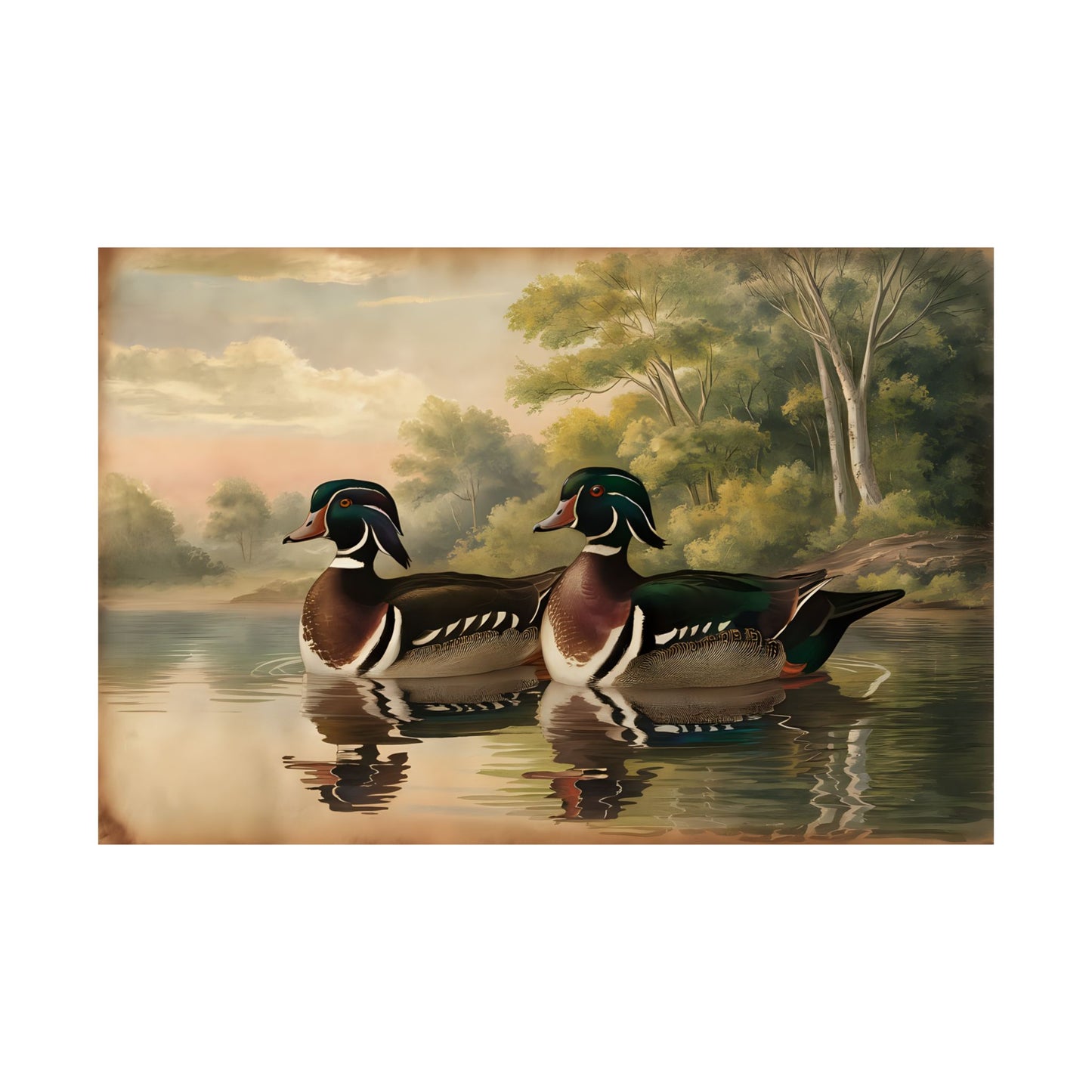 Vintage Wood Ducks Painting