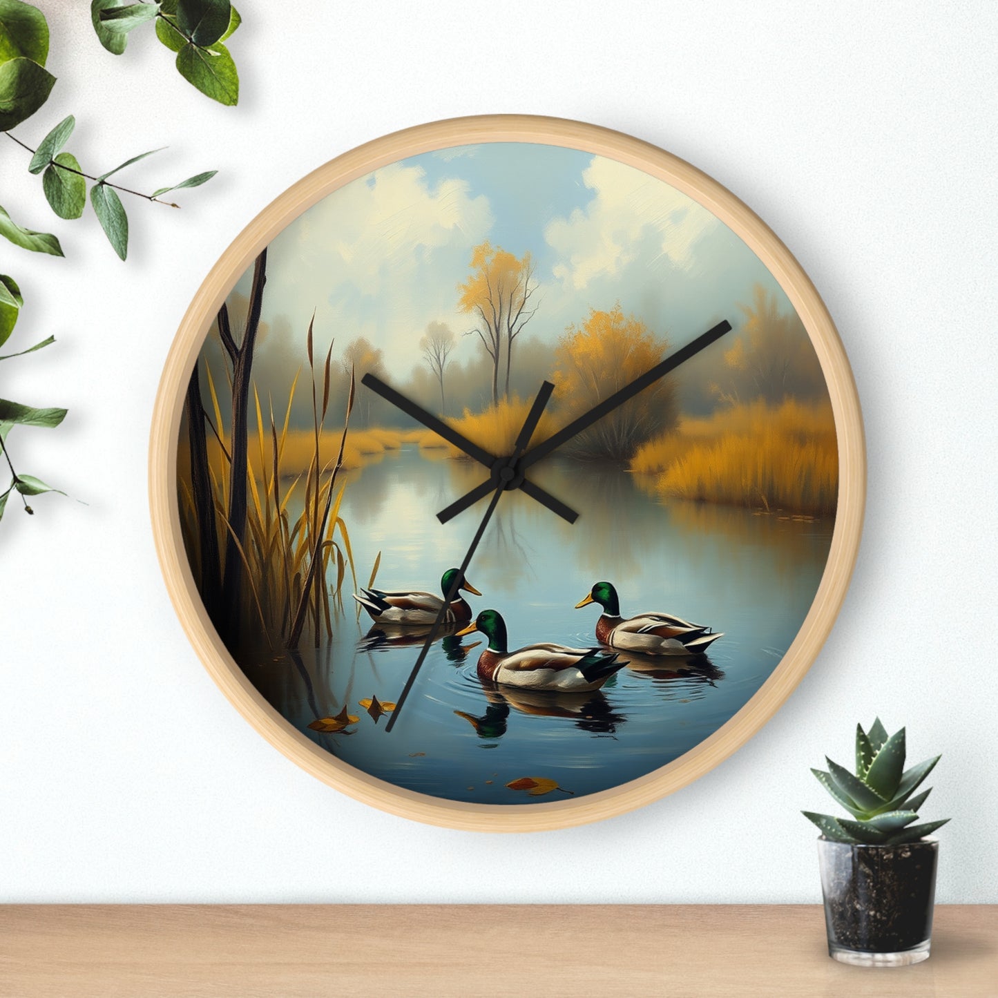 Mallards in the Marsh Duck Wall Clock