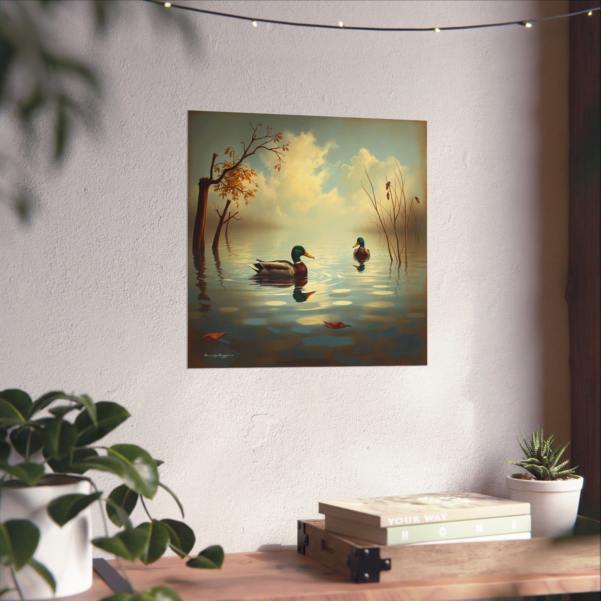 Mallards in flooded waters Print