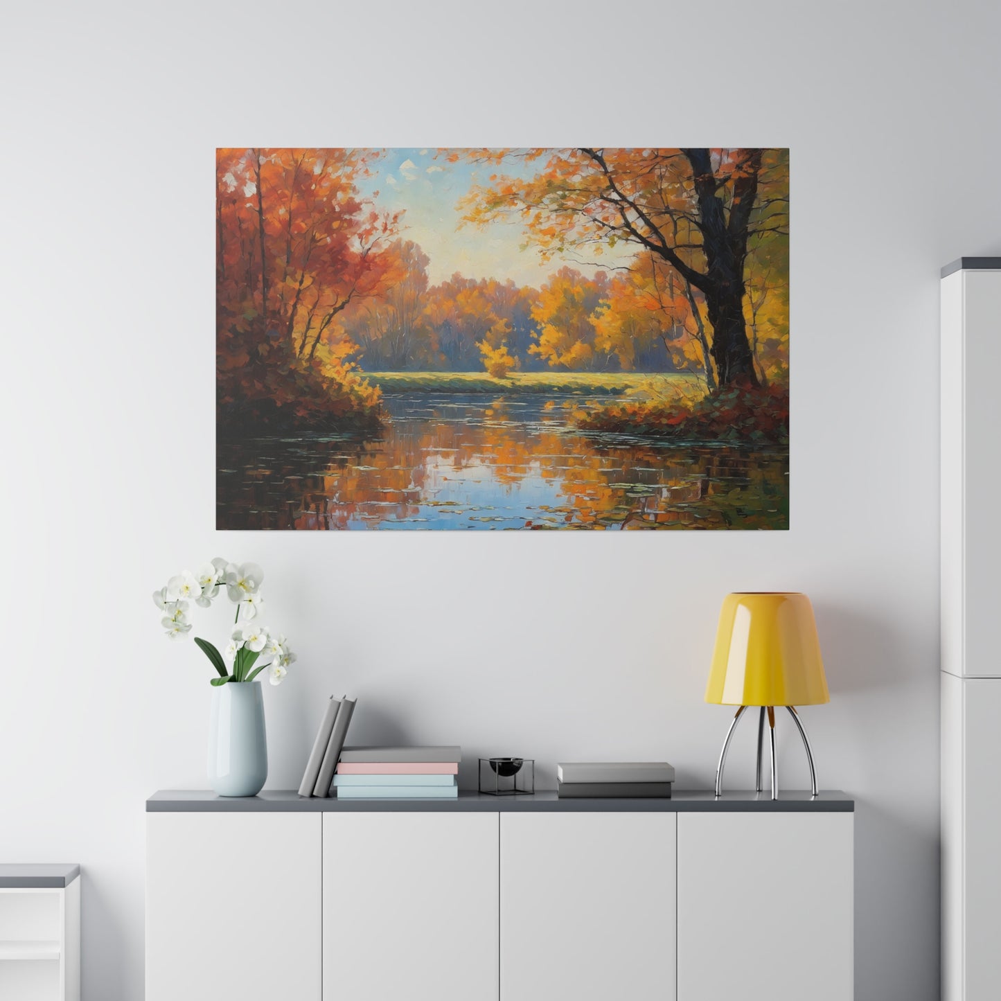 Tranquil Water Mirrors Tree Line canvas print