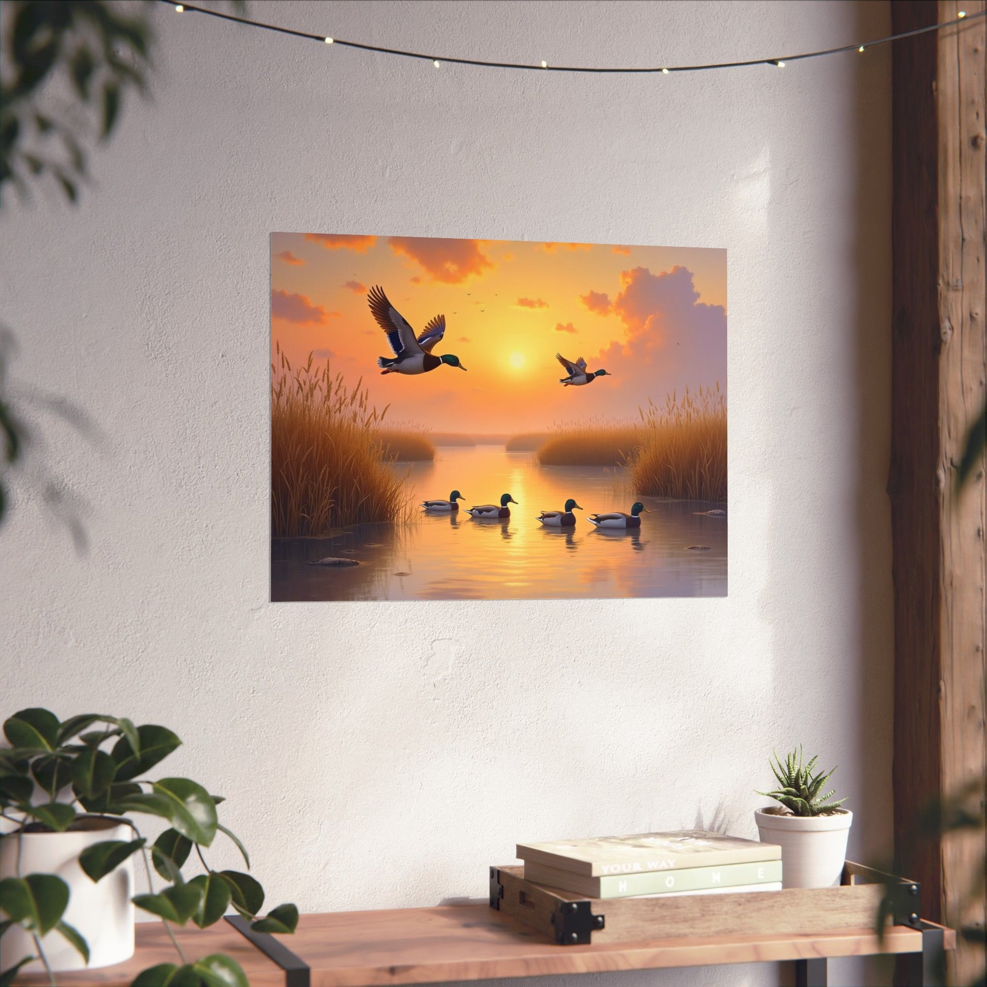 Golden Morning Flight Mallard Duck Print