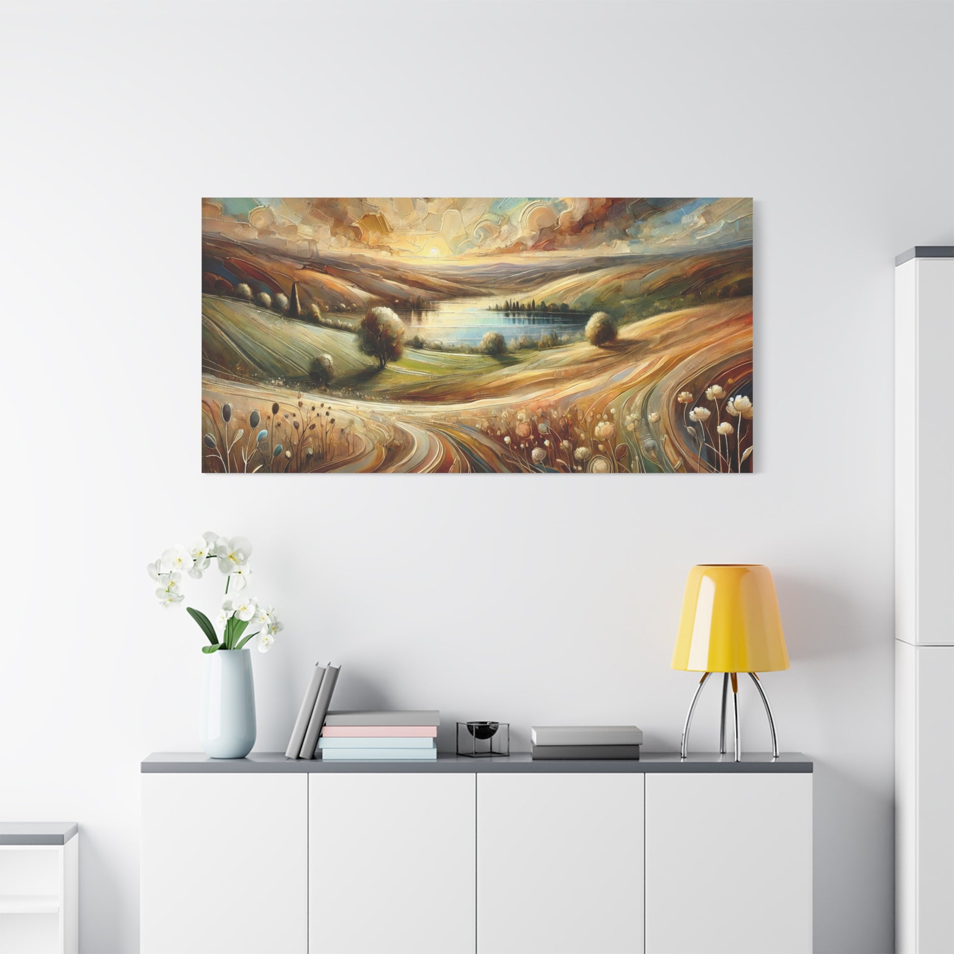 Abstract Earth-Toned Landscape on Canvas Print