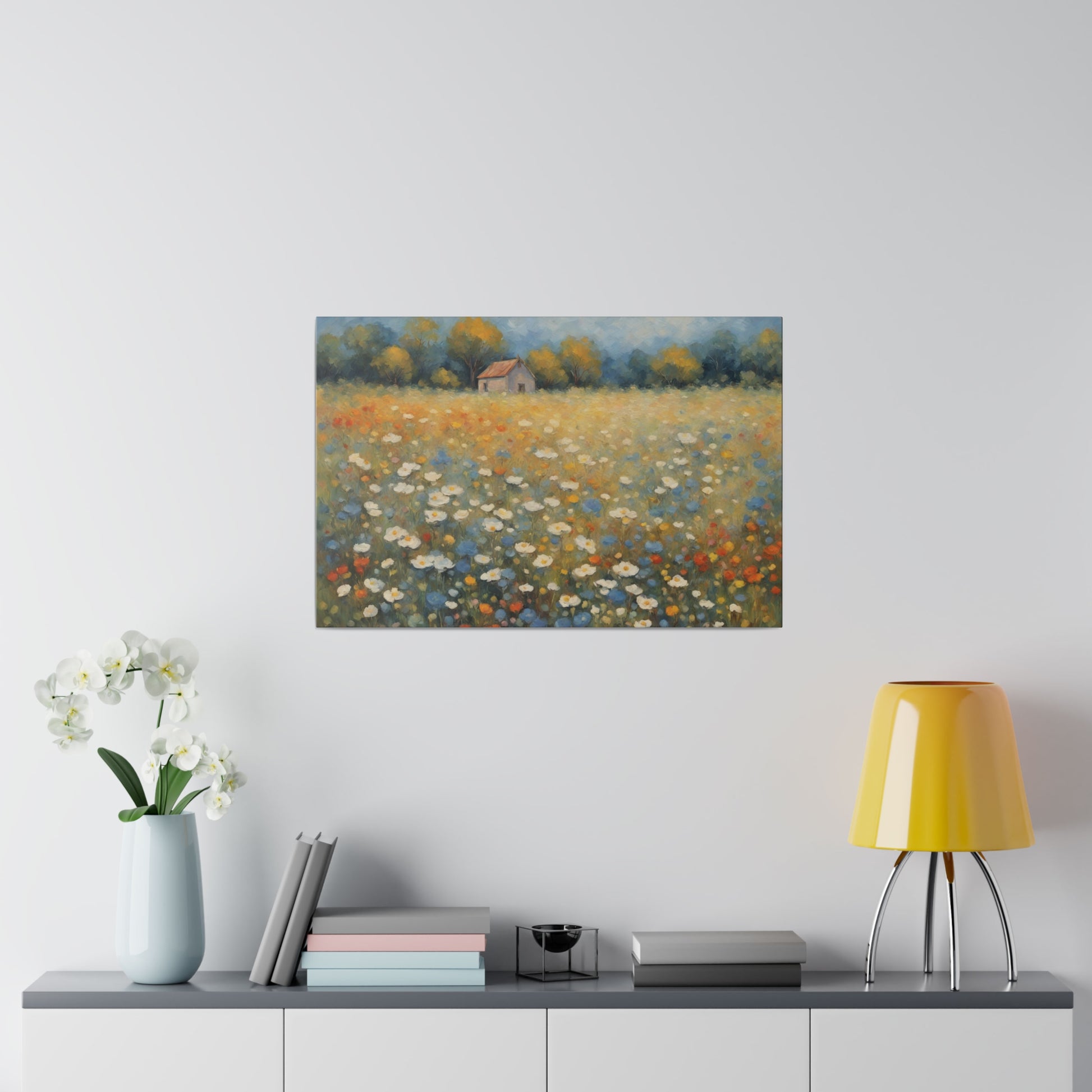 Add charm and serenity to your decor with "Meadow Symphony." The impressionist style lends a timeless quality to the artwork, making it a versatile piece that complements both modern and traditional interiors. The field of wildflowers, rendered with a delicate touch and an eye for detail, invites viewers to lose themselves in the tranquil beauty of the countryside. Perfect for creating a peaceful and inviting atmosphere, this print is a testament to the enduring appeal of nature’s splendor.&nbsp;