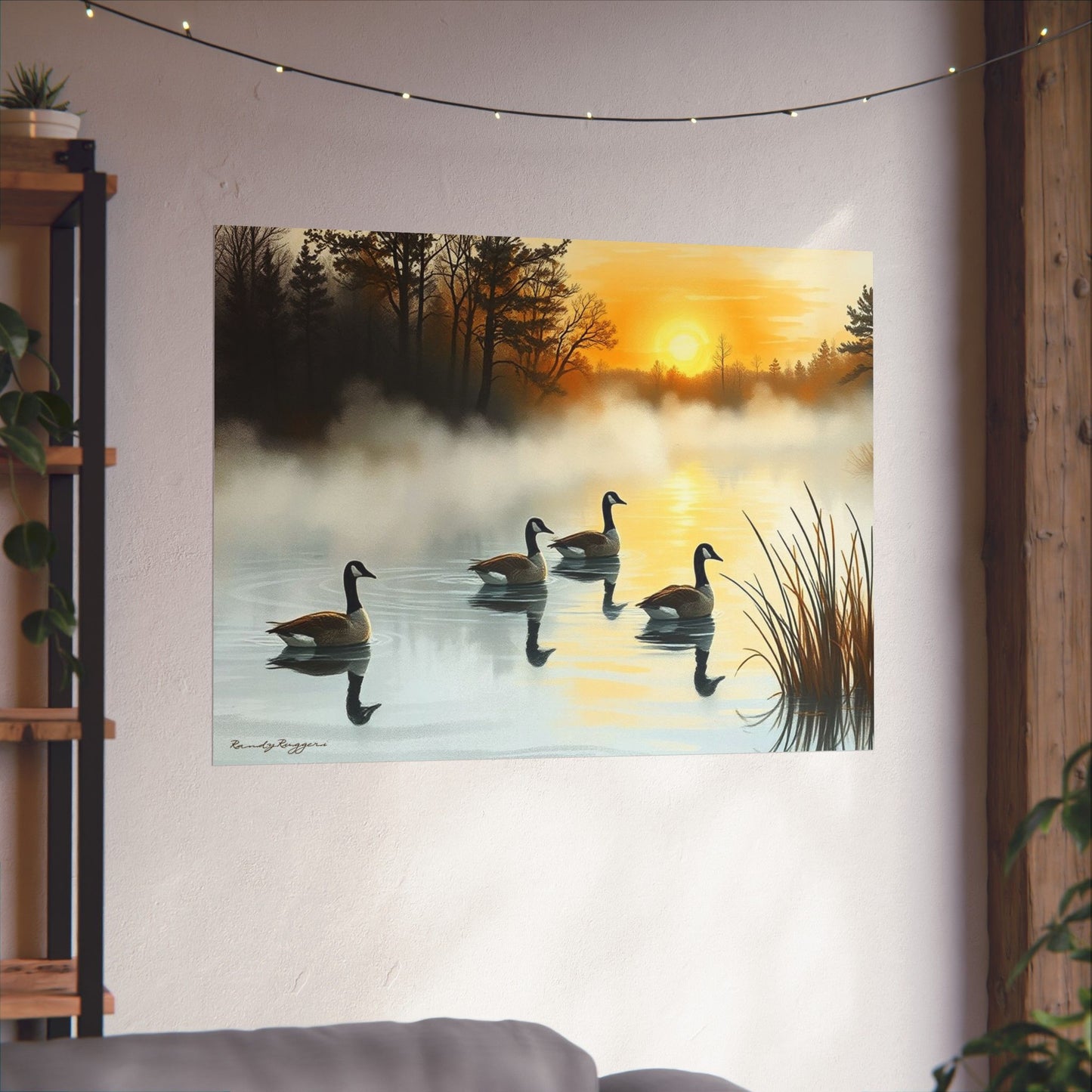 Foggy Morning Glide Canadian Geese Print