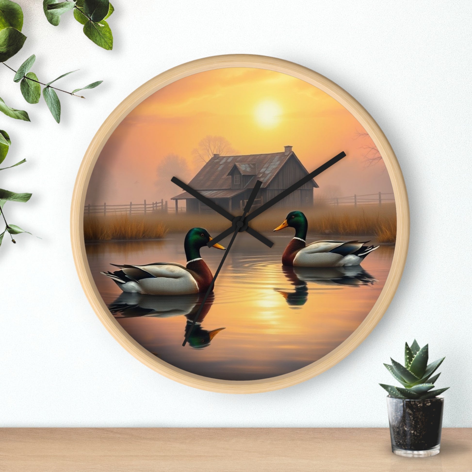 This collection of waterfowl art wall clocks brings the beauty of wetlands into your space, each clock featuring a meticulously crafted scene of waterfowl in natural settings.