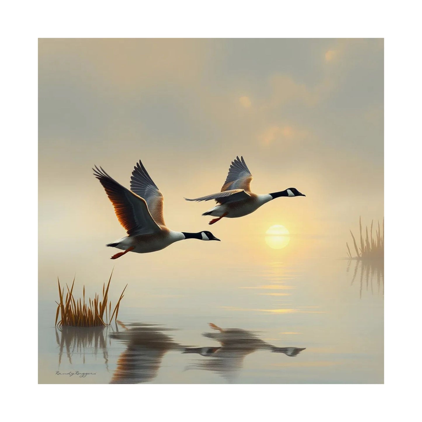 Morning Grace: Geese Over the Pond