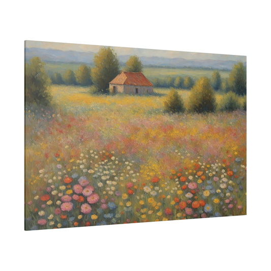 Step into the enchanting world of "Wildflower Symphony," a captivating print that celebrates the vibrant beauty of a field filled with wildflowers. This stunning piece of art effortlessly blends a variety of soft colors, including blues, violets, purples, and yellows, creating a serene and mesmerizing landscape.