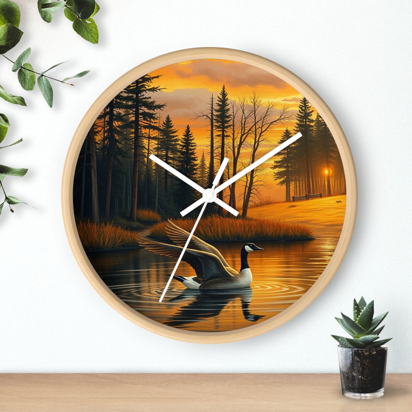 This collection of waterfowl art wall clocks brings the beauty of wetlands into your space, each clock featuring a meticulously crafted scene of waterfowl in natural settings.