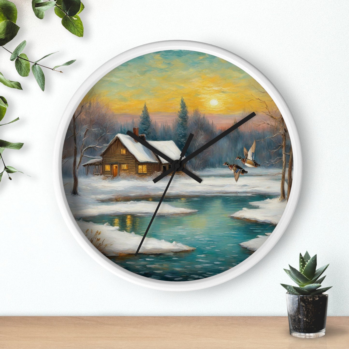 This collection of waterfowl art wall clocks brings the beauty of wetlands into your space, each clock featuring a meticulously crafted scene of waterfowl in natural settings.