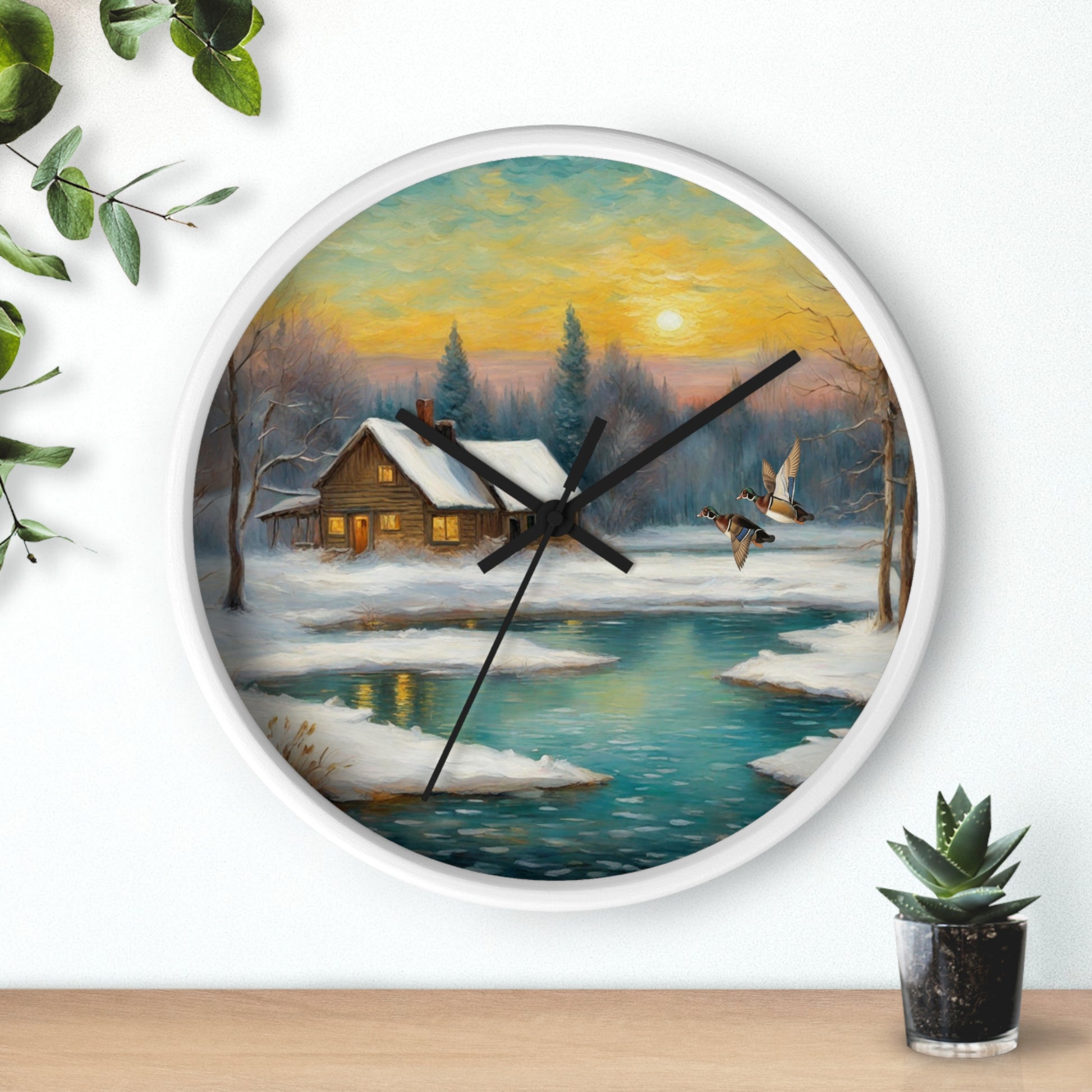 This collection of waterfowl art wall clocks brings the beauty of wetlands into your space, each clock featuring a meticulously crafted scene of waterfowl in natural settings.