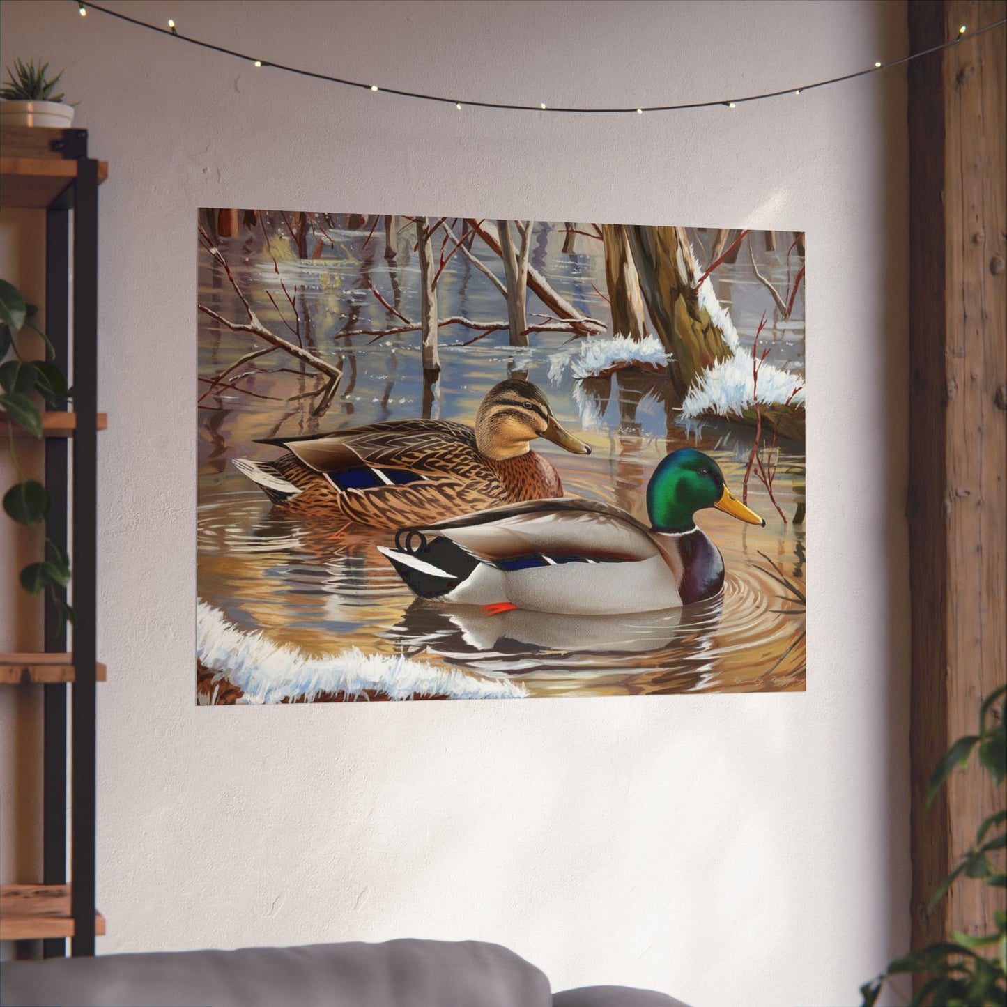 Mallard Ducks Icy Waters Print