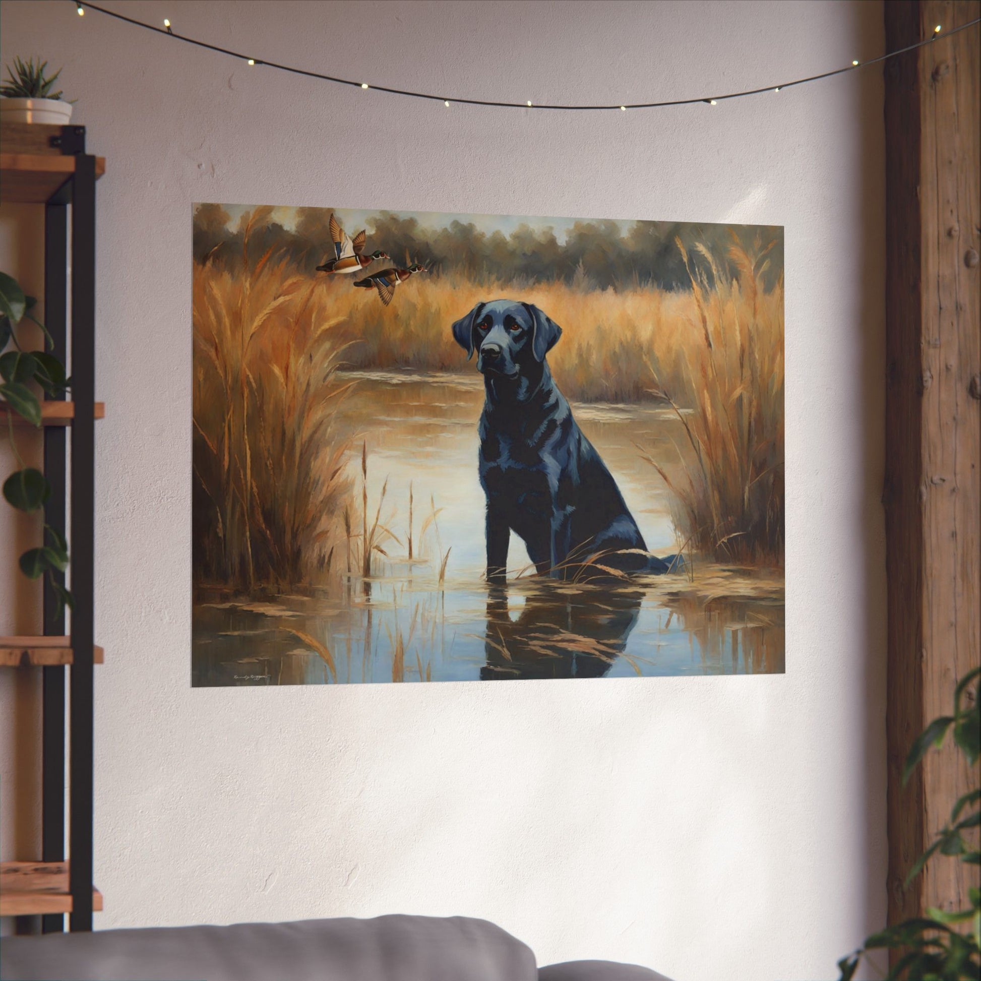 Black Labrador Retriever Hunting Print