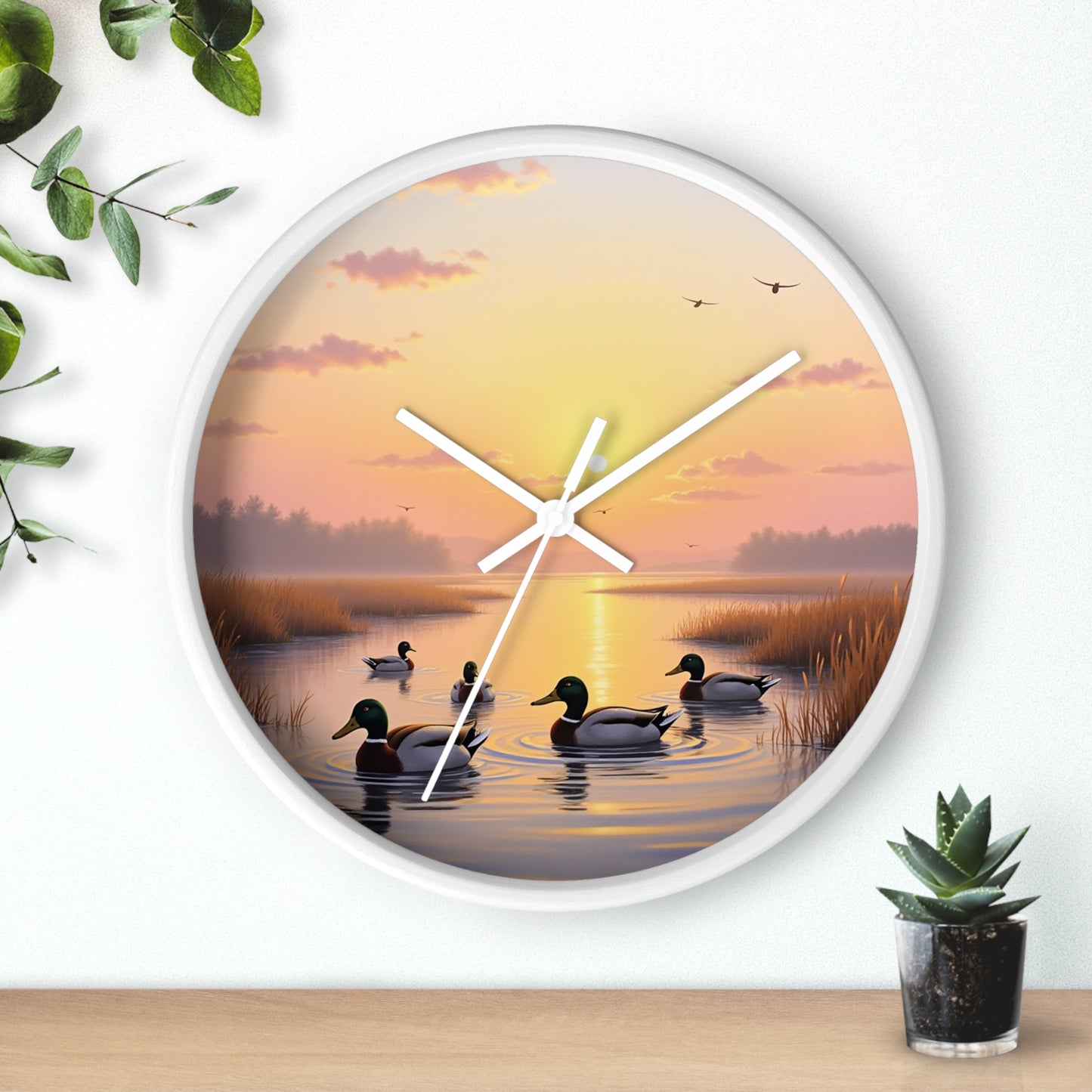 Mallard Ducks Wall Art Clock