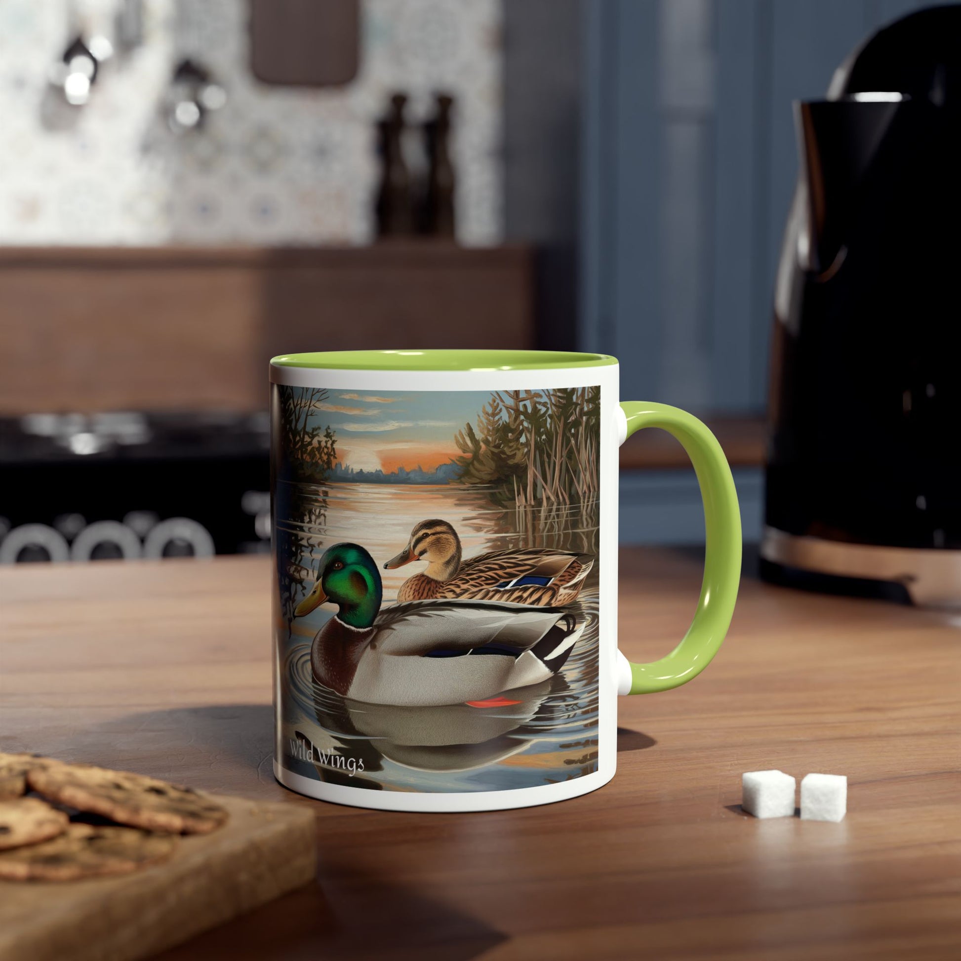 Mallard Ducks Two-Tone Coffee Mug, 11oz