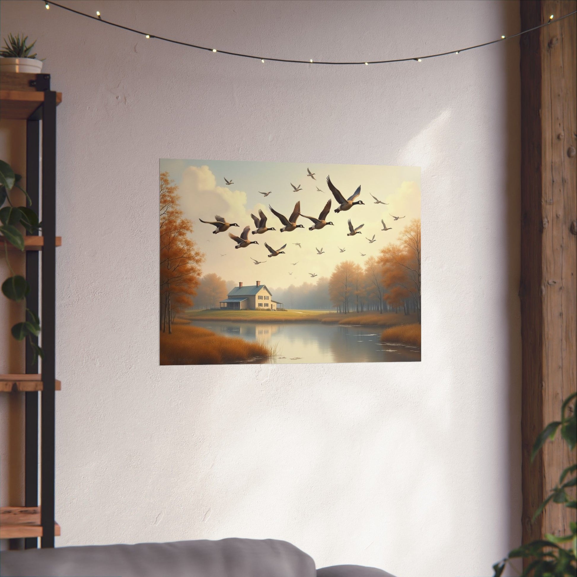 Misty Morning Canadian Geese Print