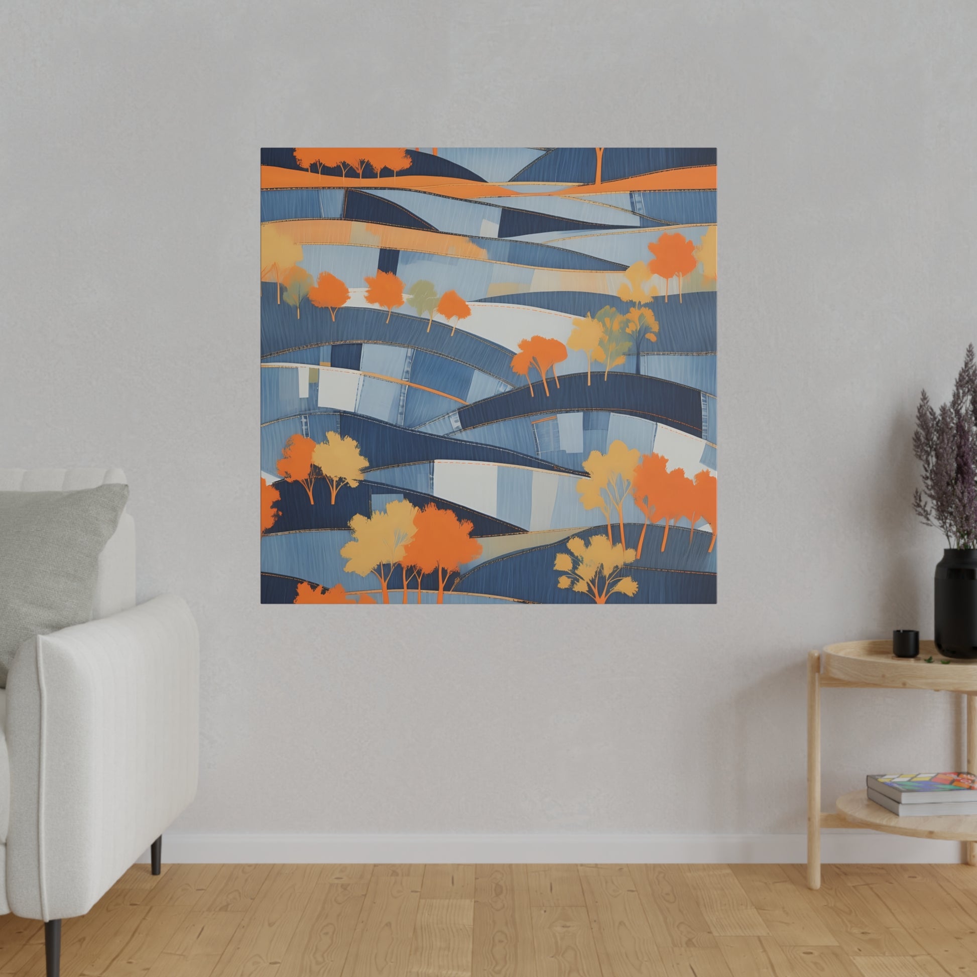 Abstract Rolling Hills Illustration Matte Canvas Print