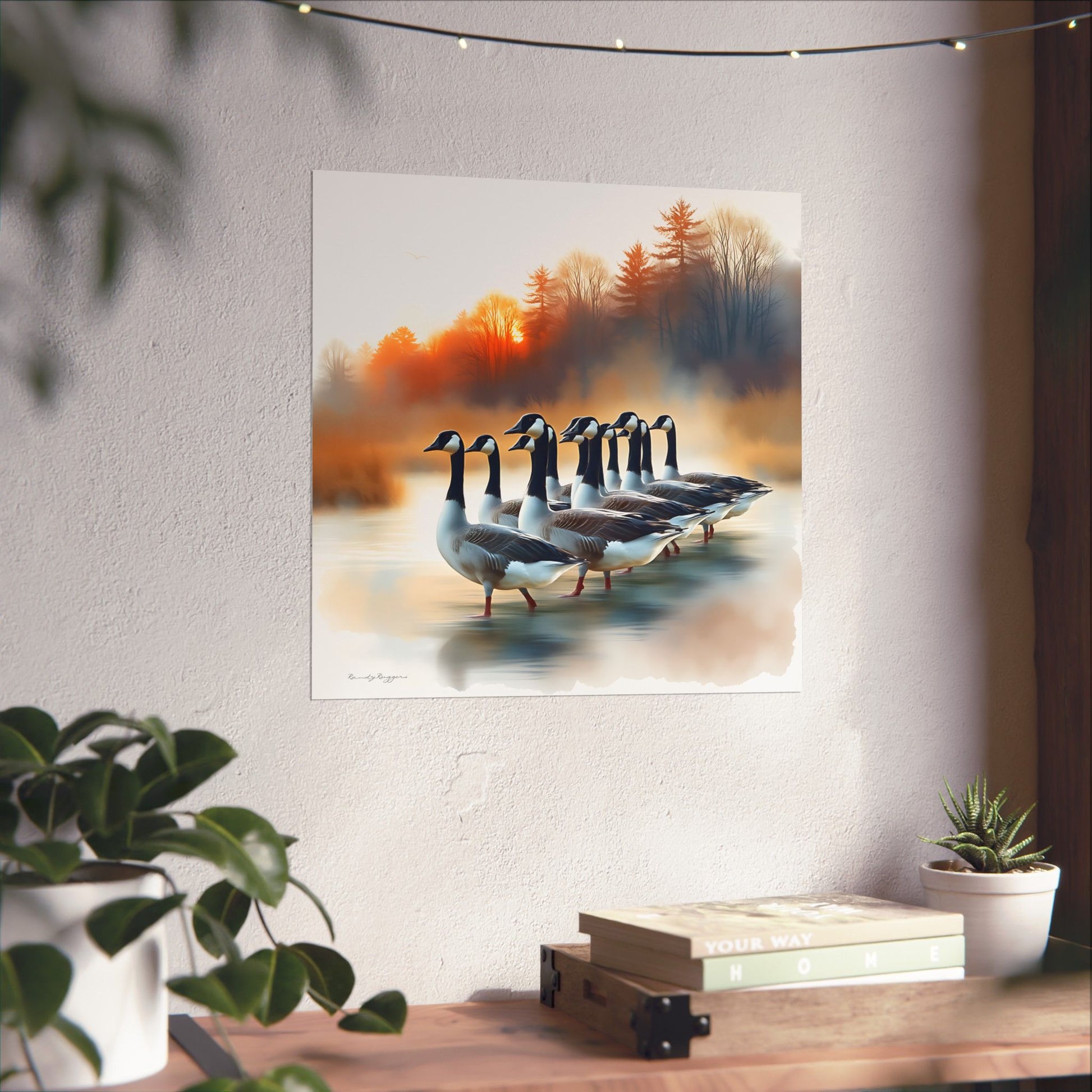 Golden Hour Gathering, Canadian Geese Print