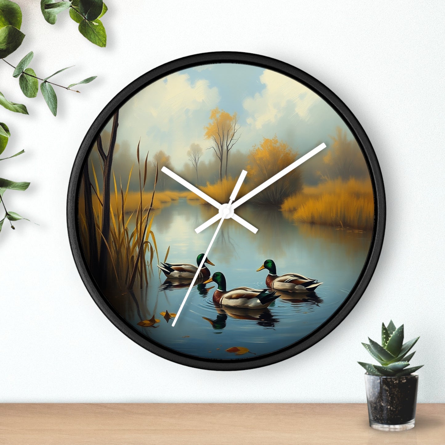 Mallards in the Marsh Duck Wall Clock