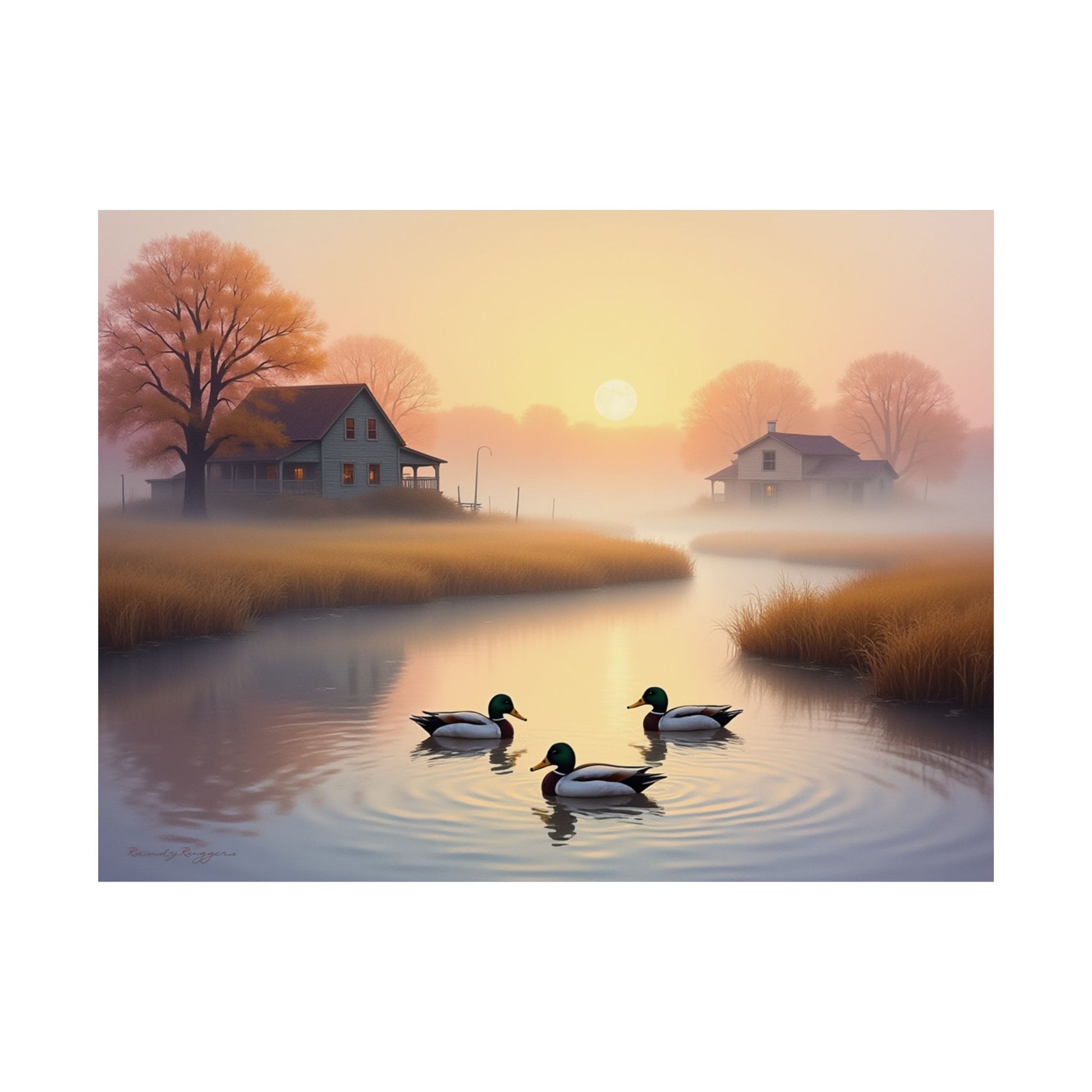 Foggy Morning Mallards Duck Print