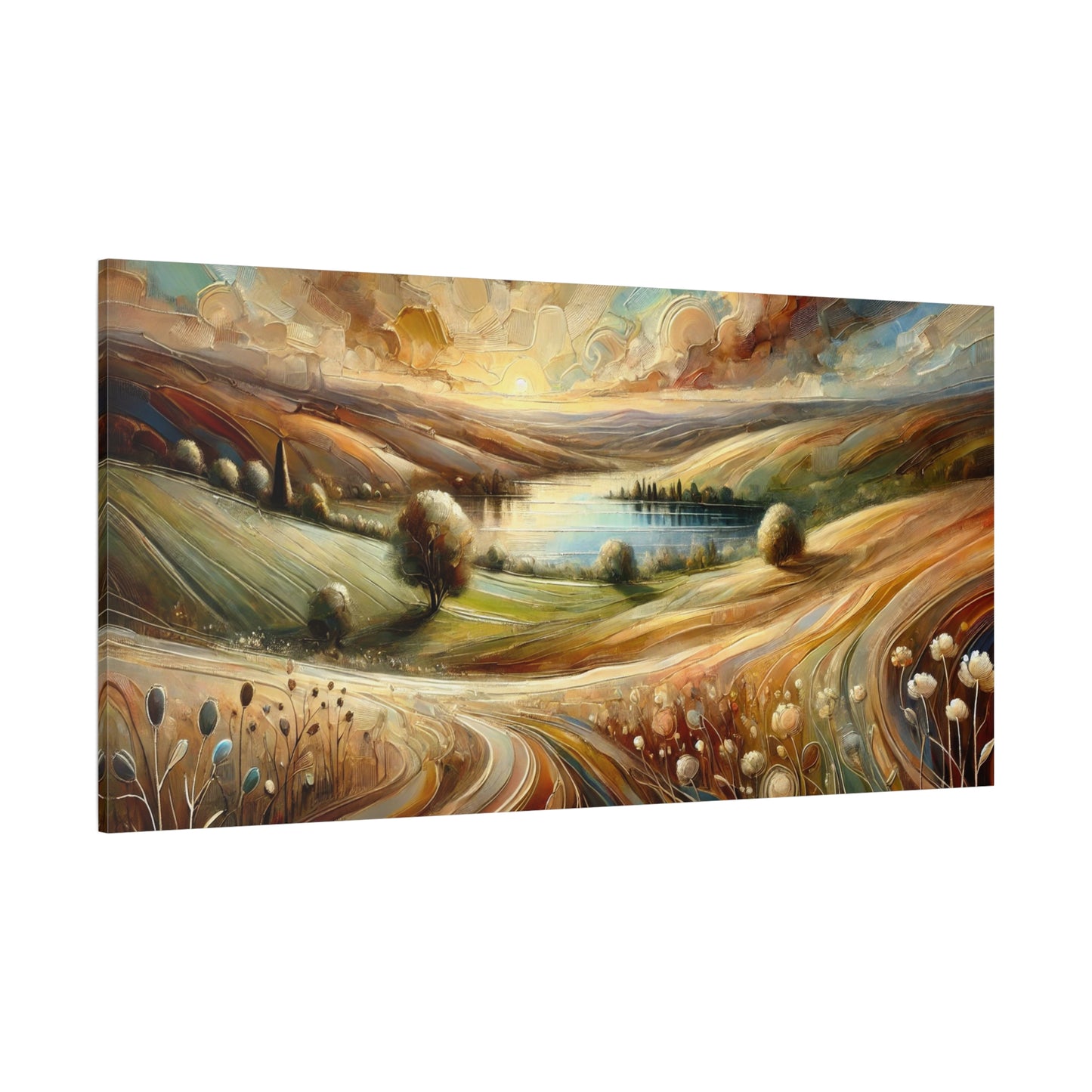 Abstract Earth-Toned Landscape on Canvas Print