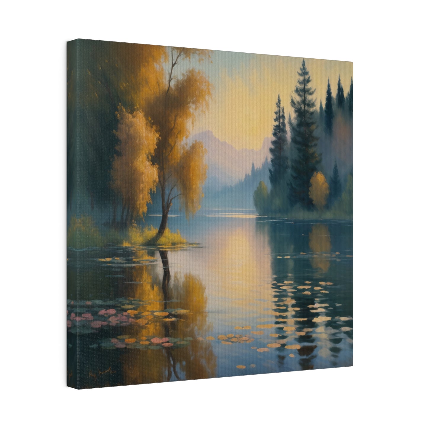 Serene Morning on a Tranquil Lake Print