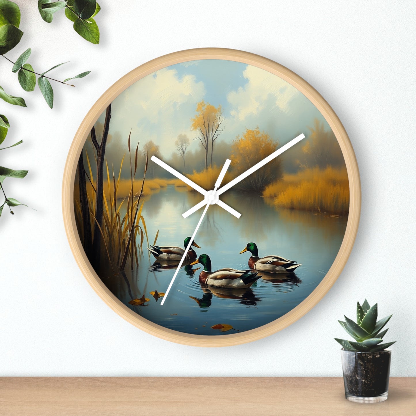 Mallards in the Marsh Duck Wall Clock