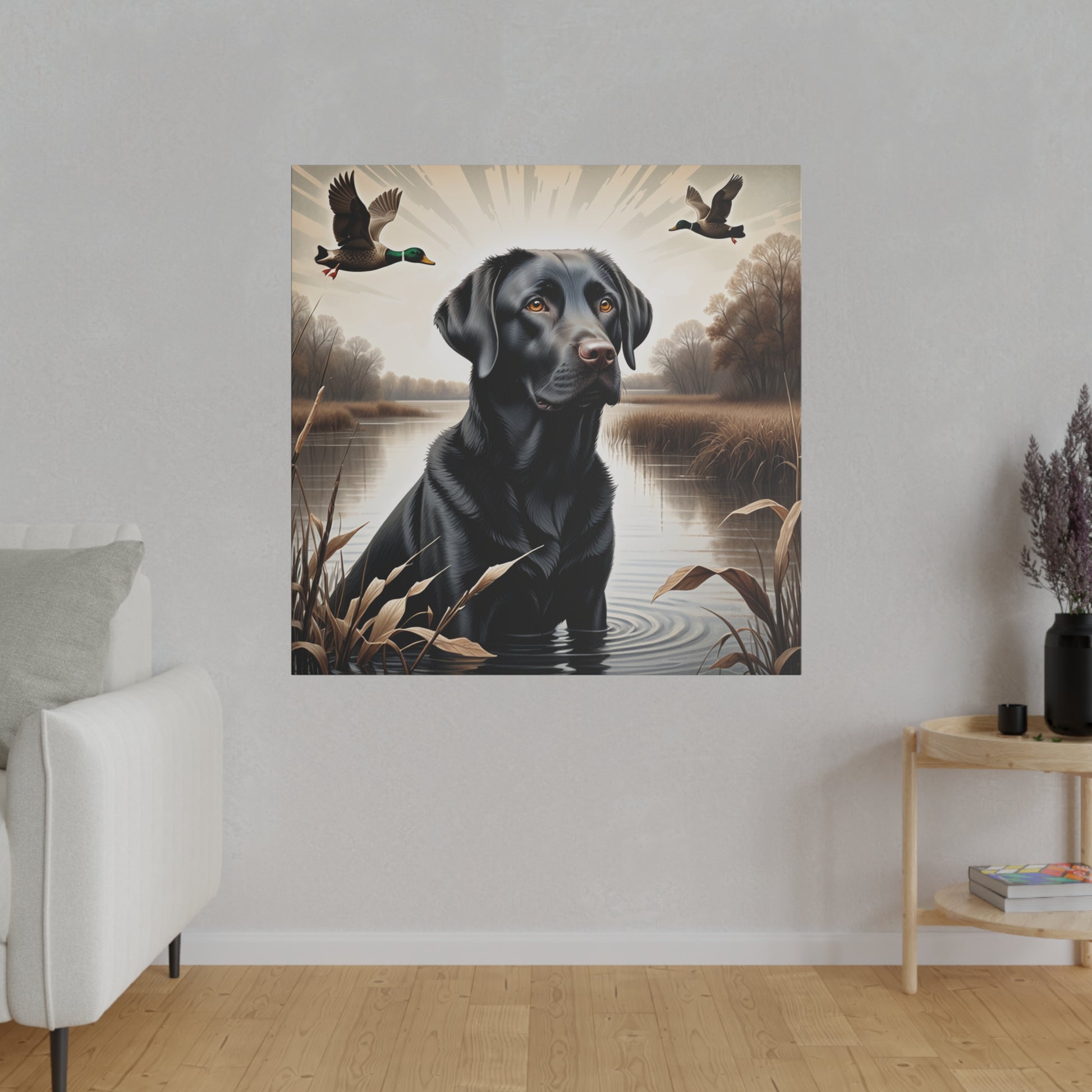 Matte Canvas Black Labrador Retriever Print