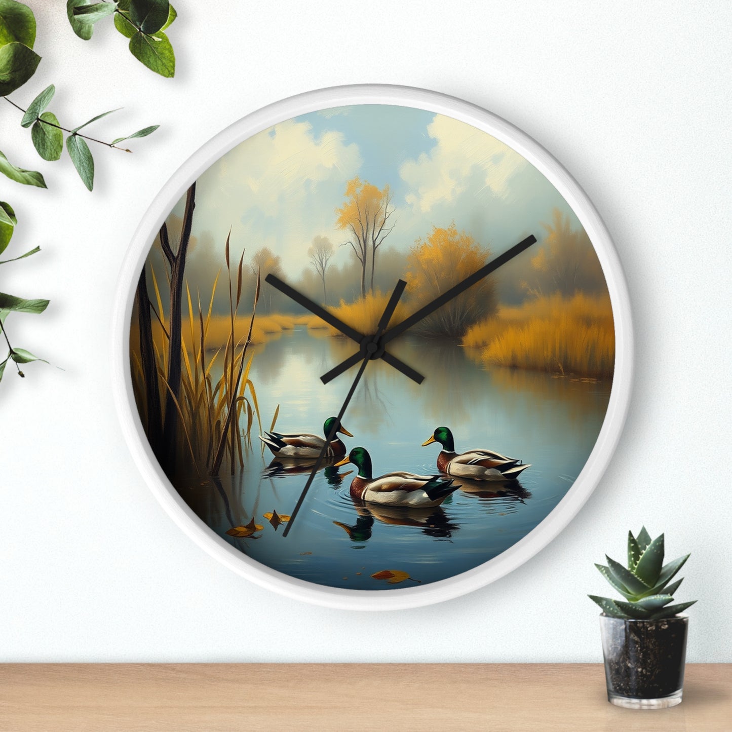 Mallards in the Marsh Duck Wall Clock