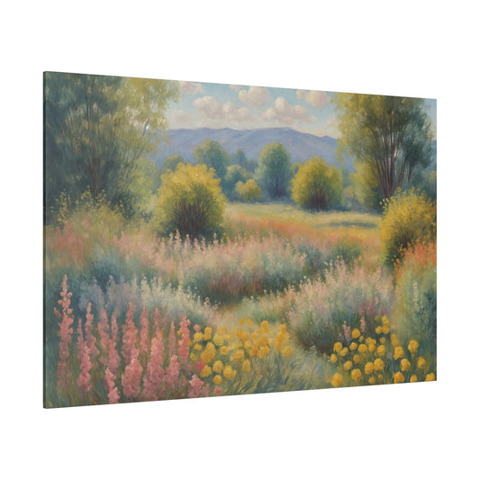 Impressionism Wildflower Field Matte Canvas Print