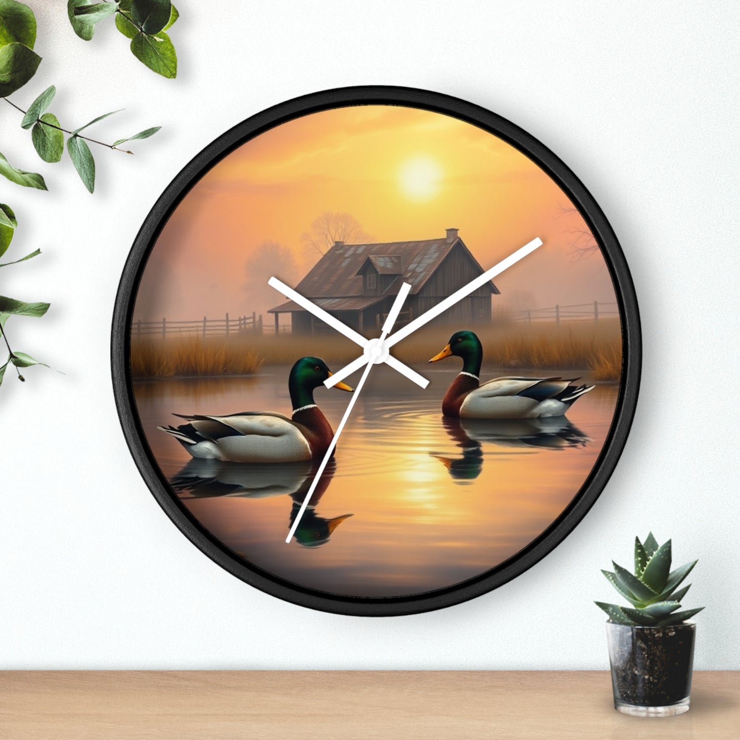 This collection of waterfowl art wall clocks brings the beauty of wetlands into your space, each clock featuring a meticulously crafted scene of waterfowl in natural settings.