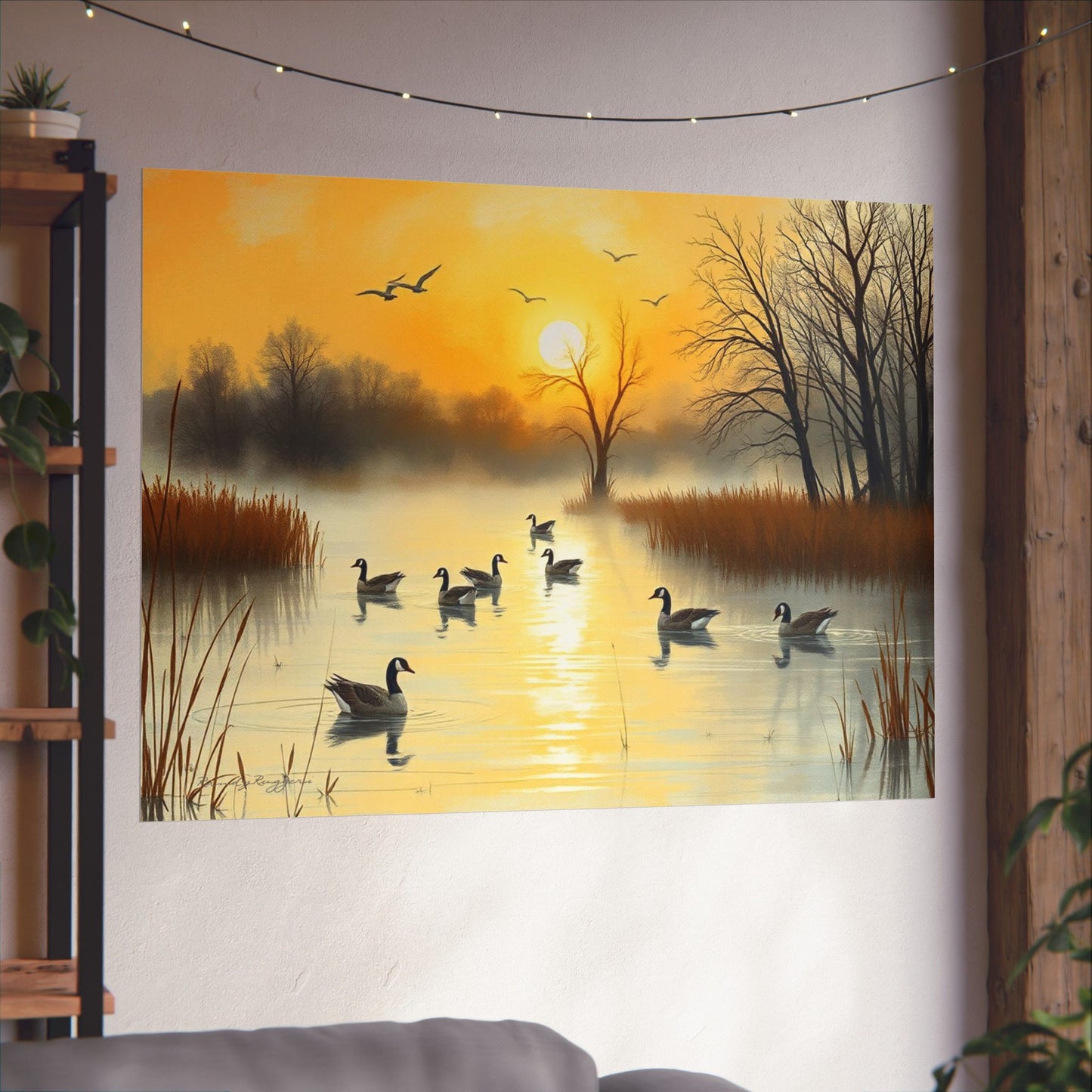 Foggy Morning Glide Canadian Geese Print