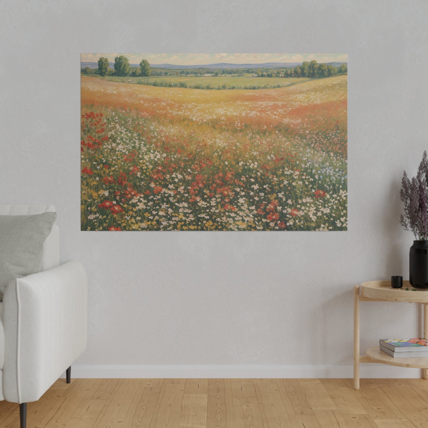 Add charm and serenity to your decor with "Meadow Symphony." The impressionist style lends a timeless quality to the artwork, making it a versatile piece that complements both modern and traditional interiors. The field of wildflowers, rendered with a delicate touch and an eye for detail, invites viewers to lose themselves in the tranquil beauty of the countryside. Perfect for creating a peaceful and inviting atmosphere, this print is a testament to the enduring appeal of nature’s splendor.&nbsp;