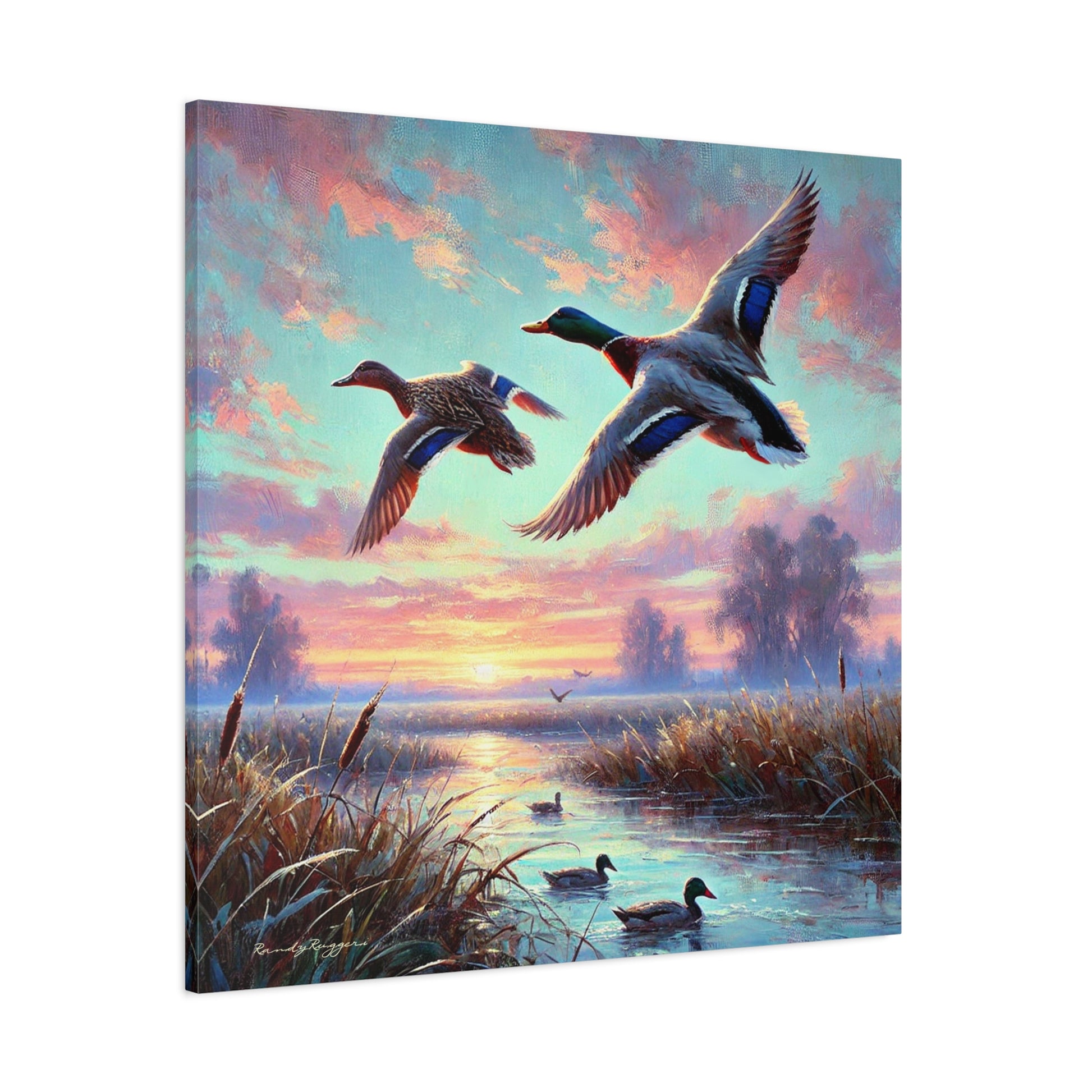 Morning Flight Through the Mist Canvas Duck Print