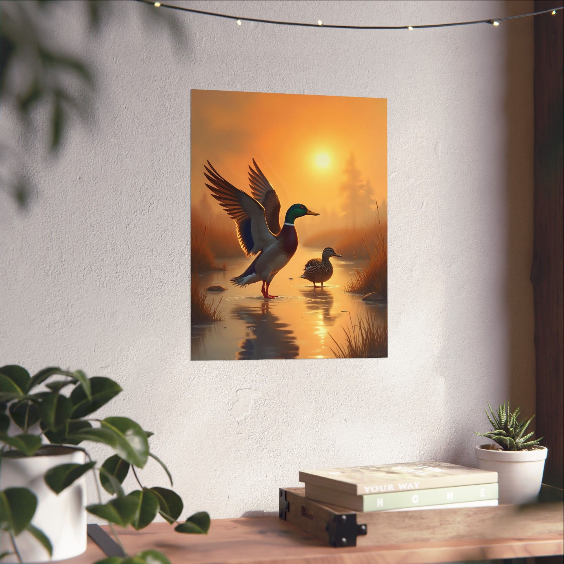 Misty Morning Reunion Mallard Duck Print