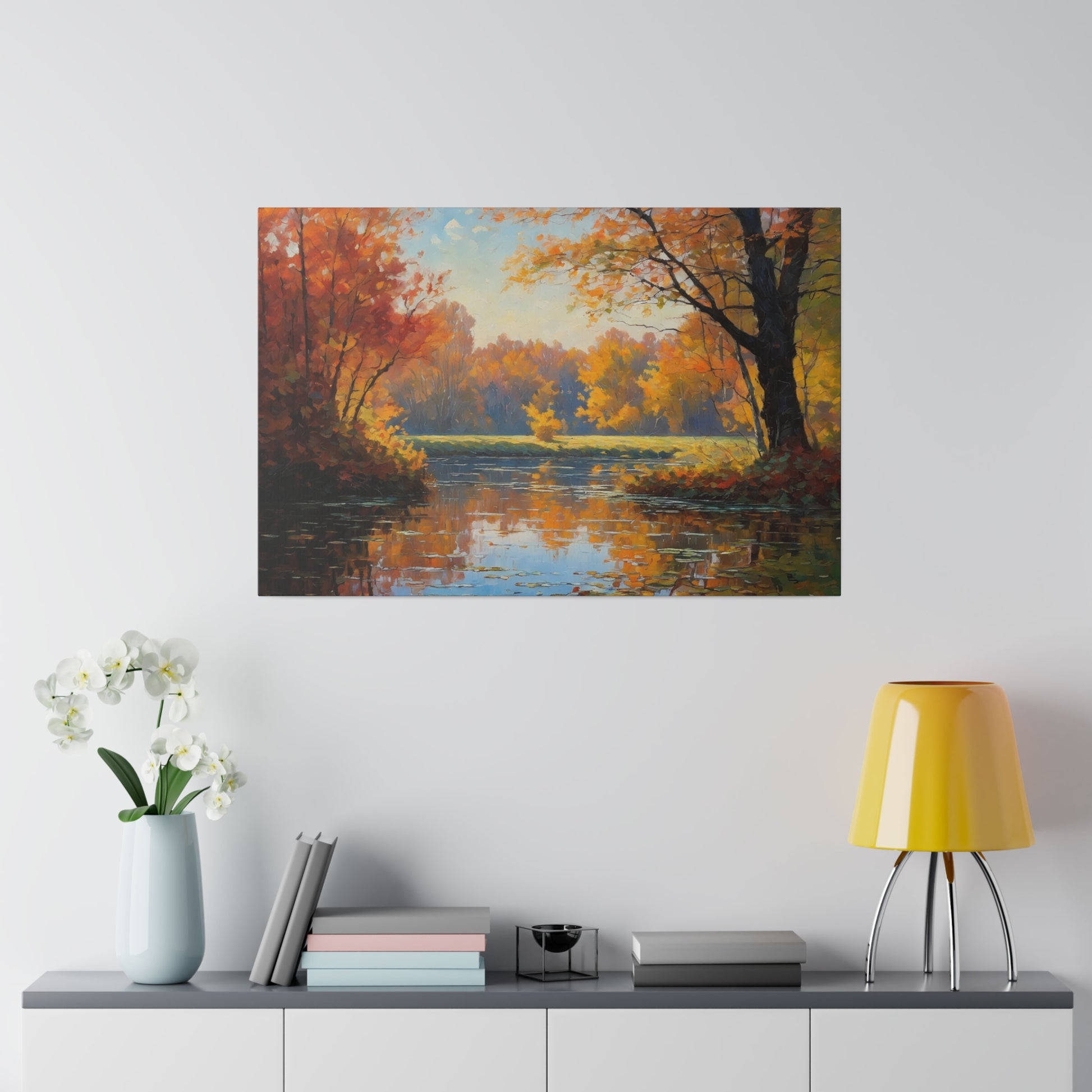 Tranquil Water Mirrors Tree Line canvas print