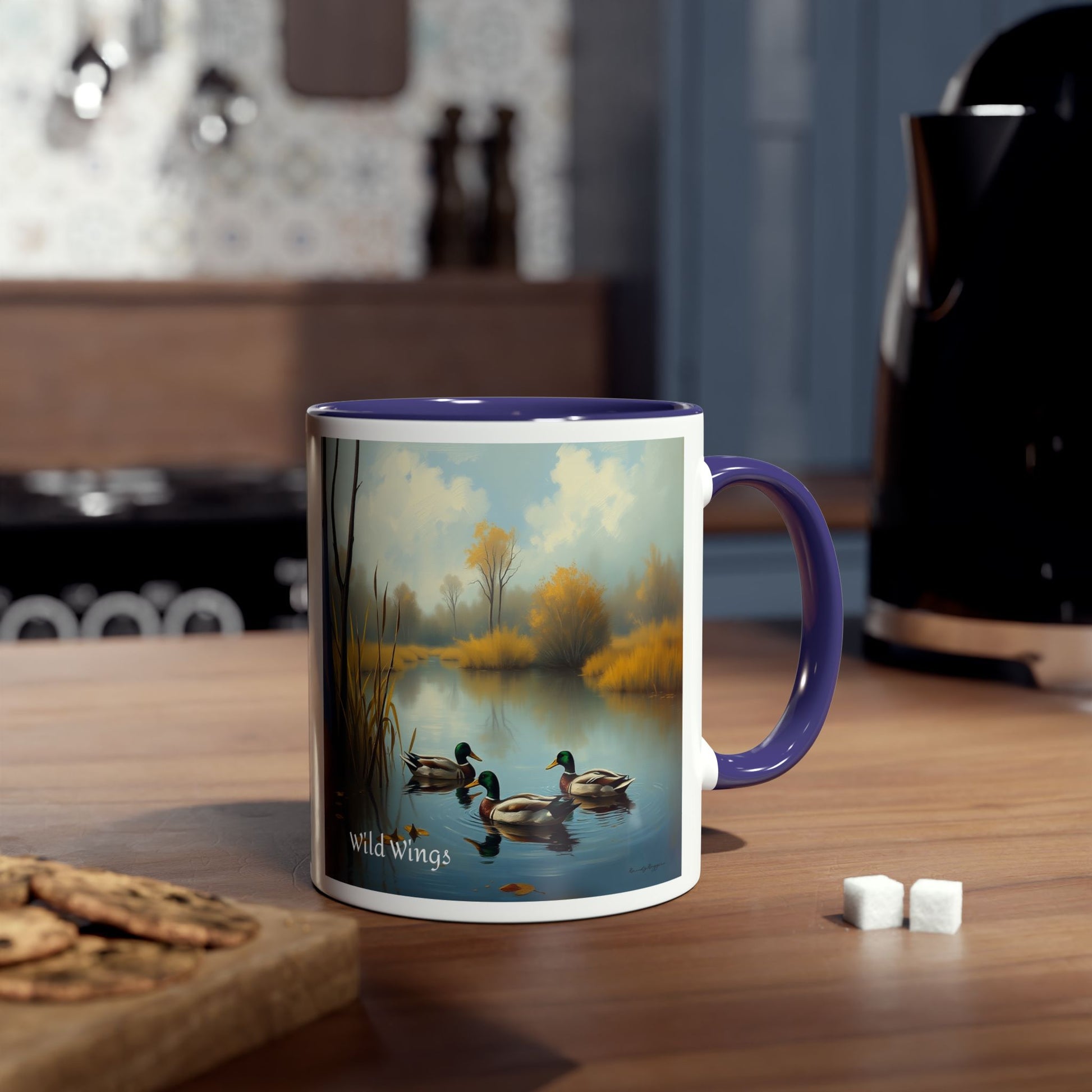 Duck Print Two-Tone Coffee Mugs, 11oz