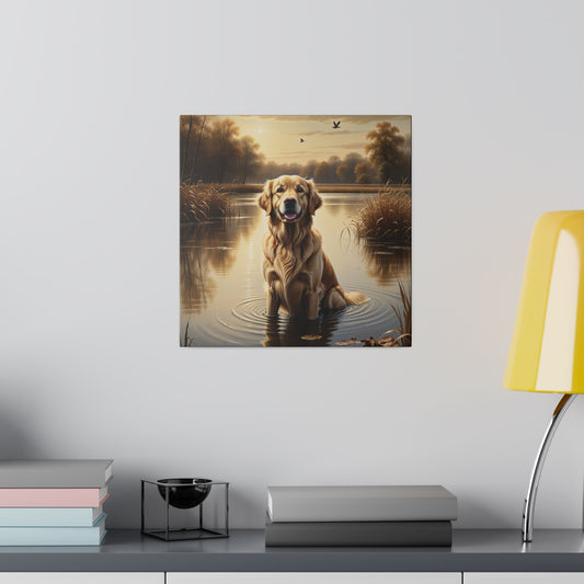 Golden Retriever on Golden Pond Canvas Print