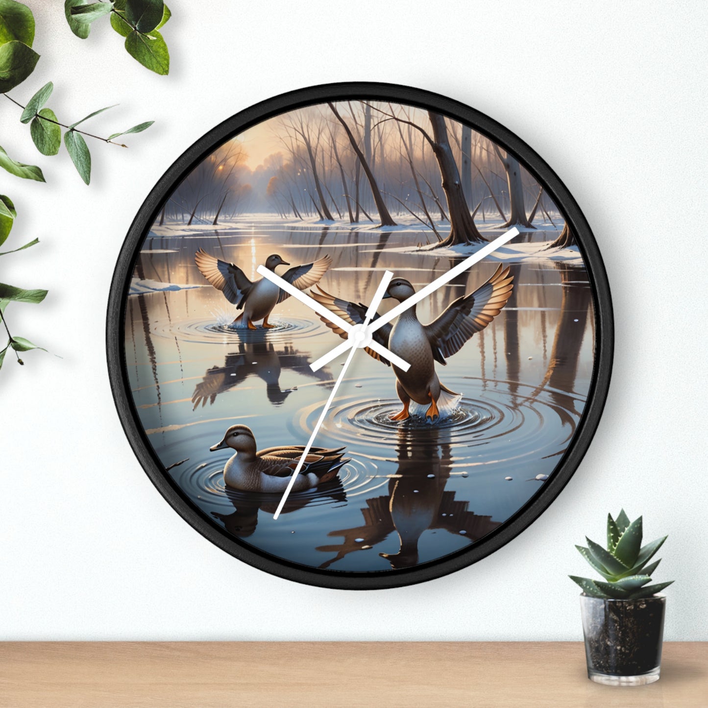 This collection of waterfowl art wall clocks brings the beauty of wetlands into your space, each clock featuring a meticulously crafted scene of waterfowl in natural settings.