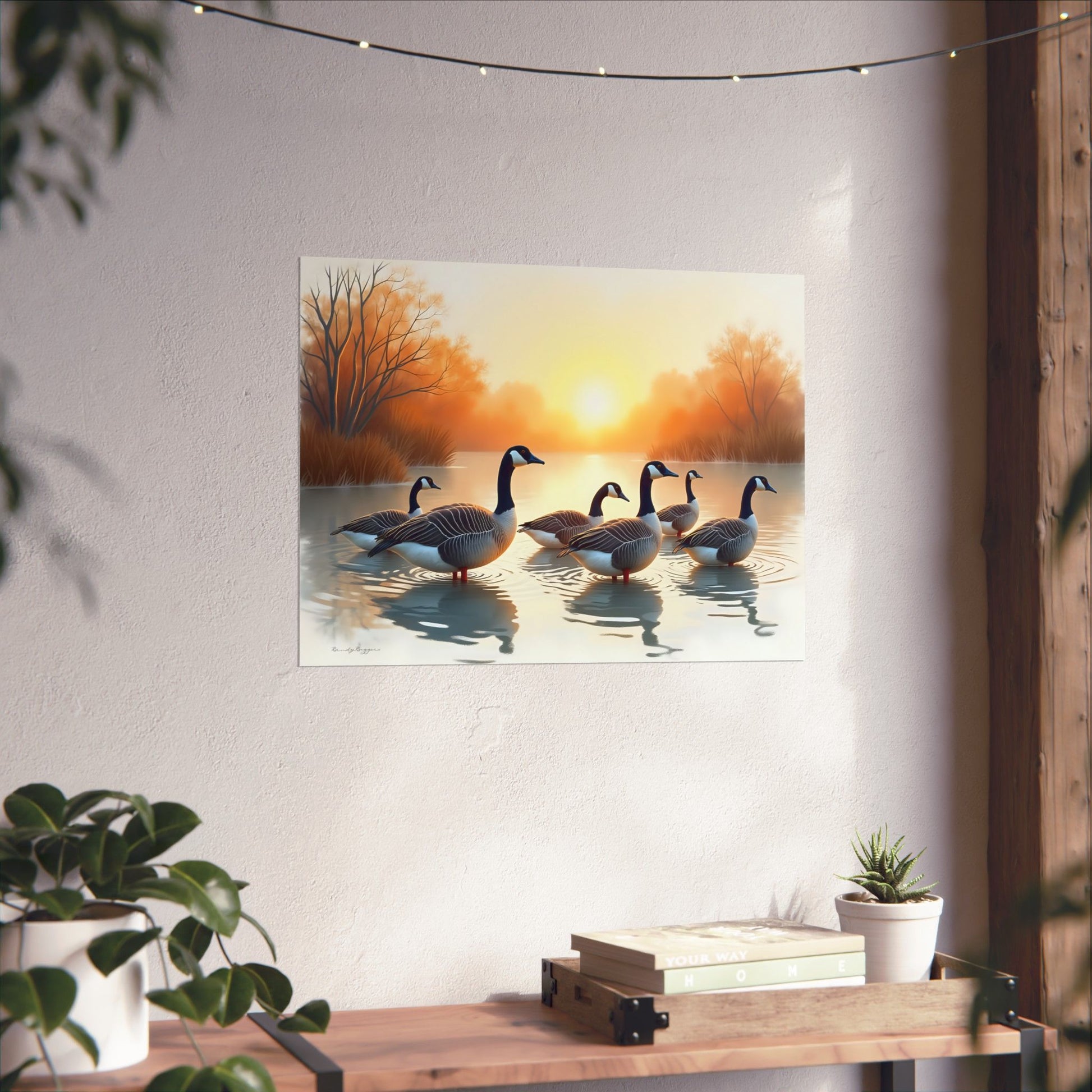 Golden Hour Gathering, Canadian Geese Print