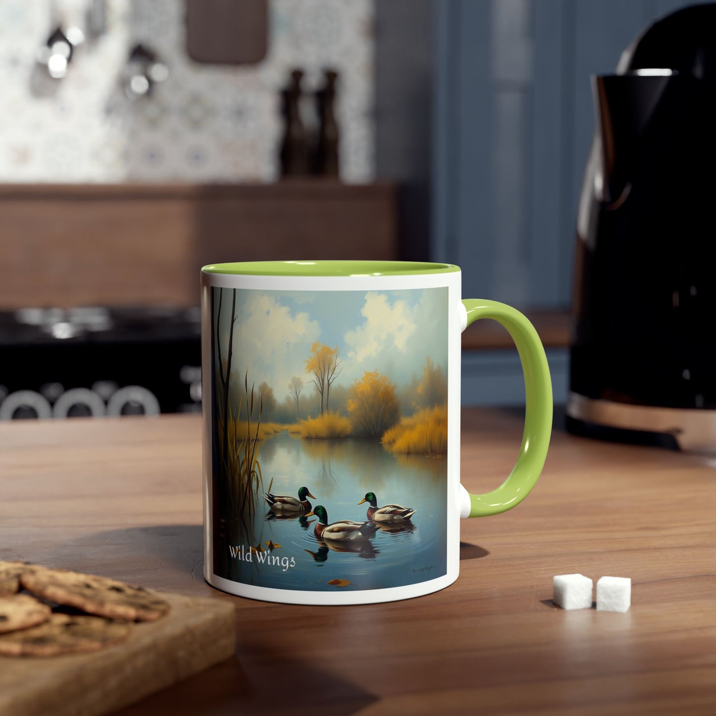 Duck Print Two-Tone Coffee Mugs, 11oz