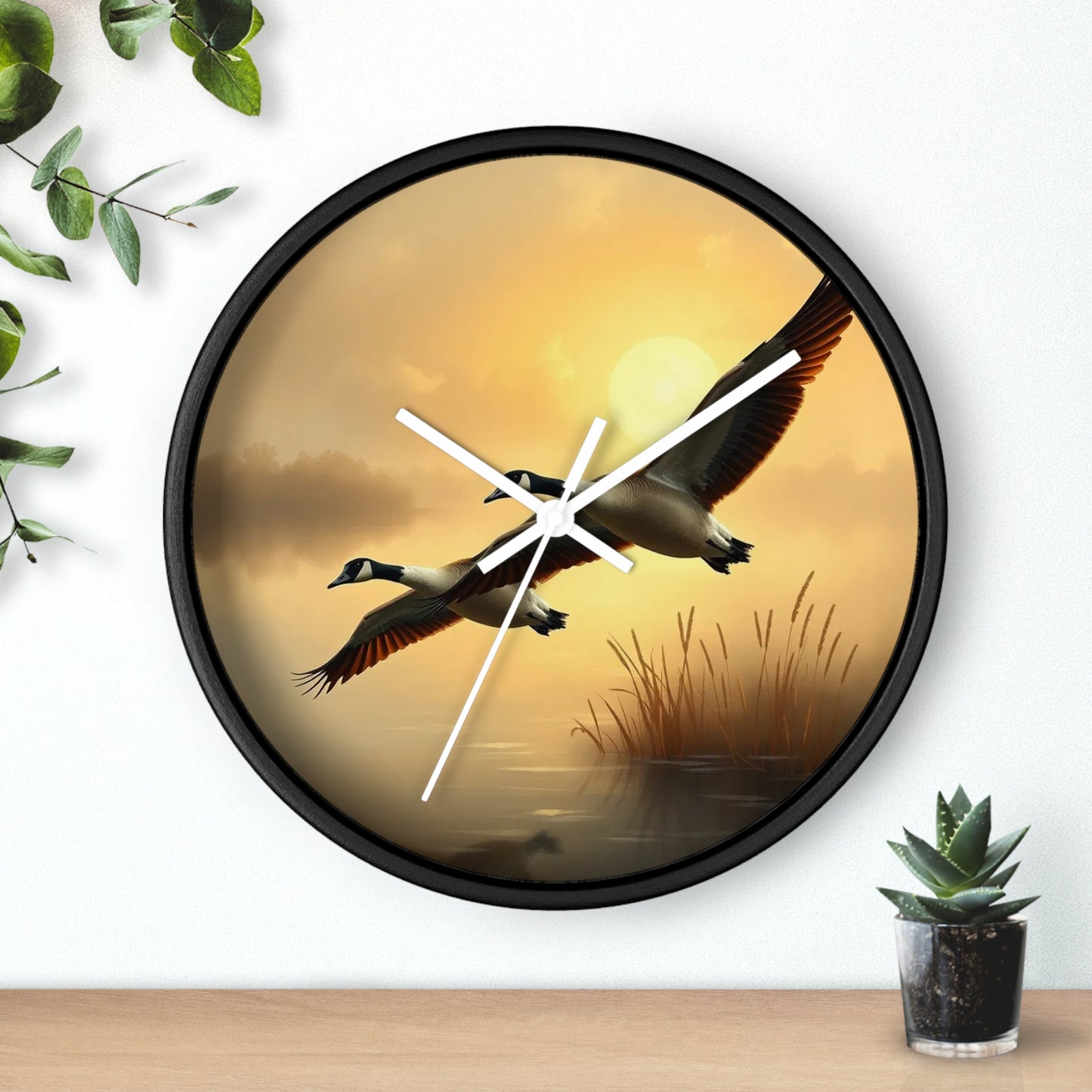 This collection of waterfowl art wall clocks brings the beauty of wetlands into your space, each clock featuring a meticulously crafted scene of waterfowl in natural settings.