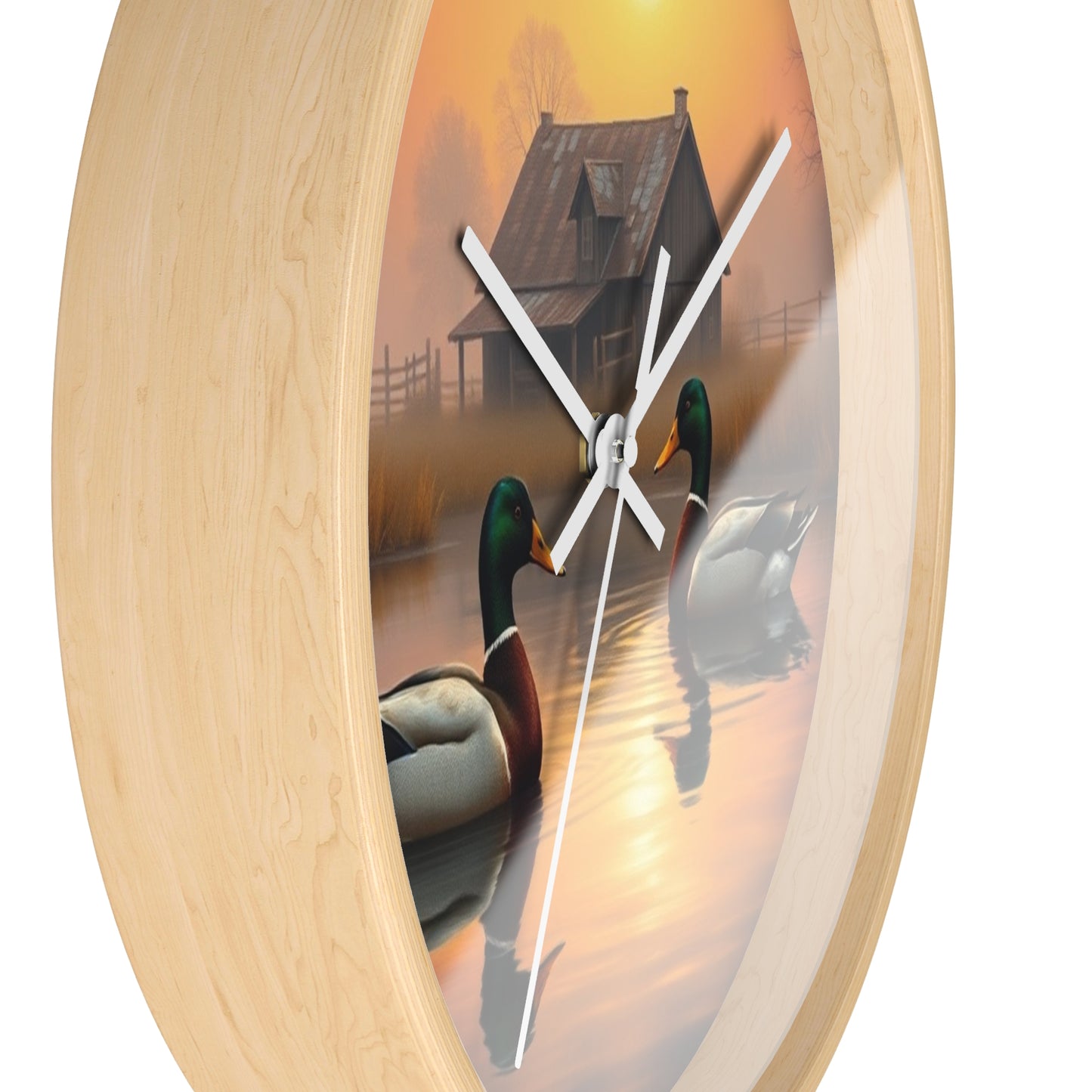 This collection of waterfowl art wall clocks brings the beauty of wetlands into your space, each clock featuring a meticulously crafted scene of waterfowl in natural settings.