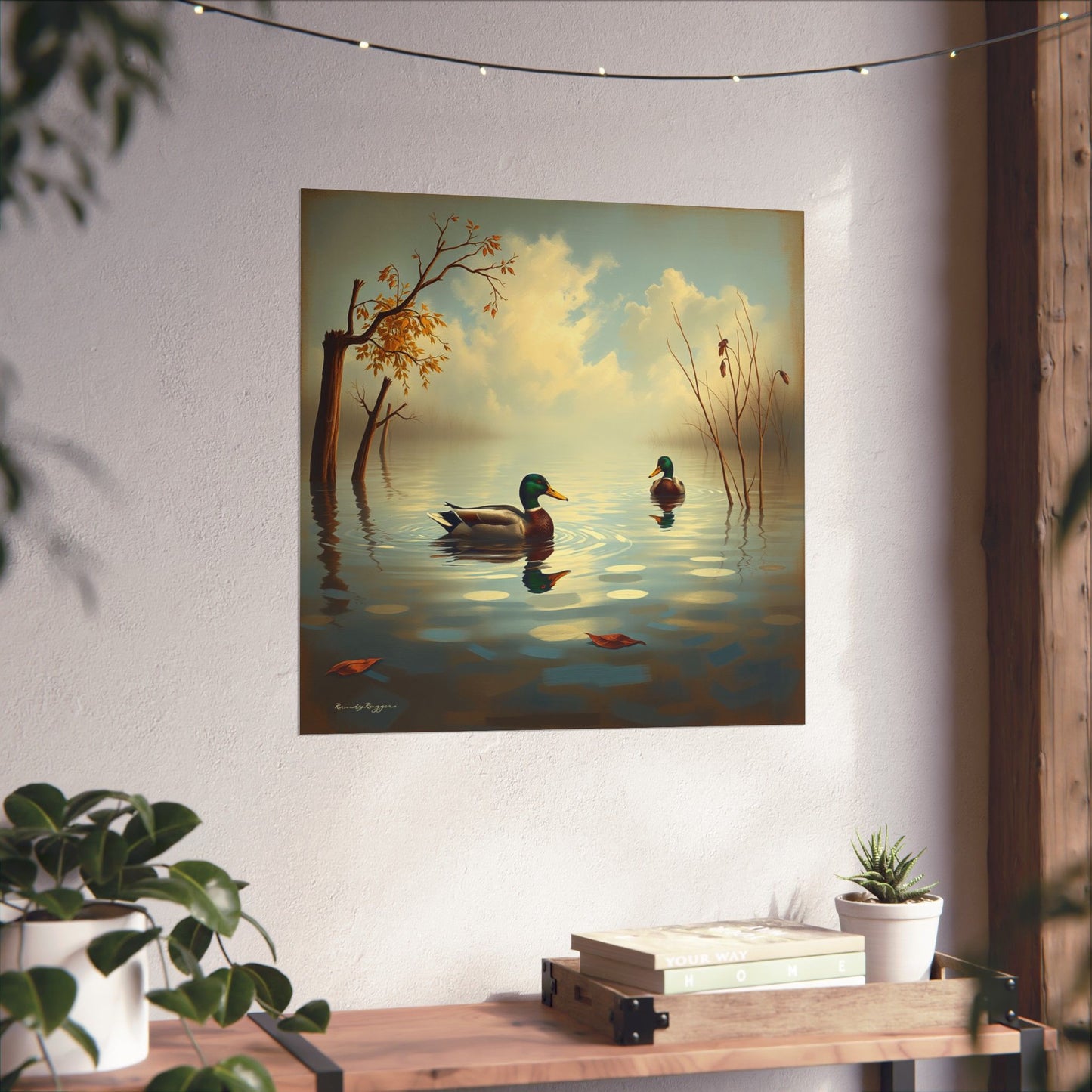 Mallards in flooded waters Print