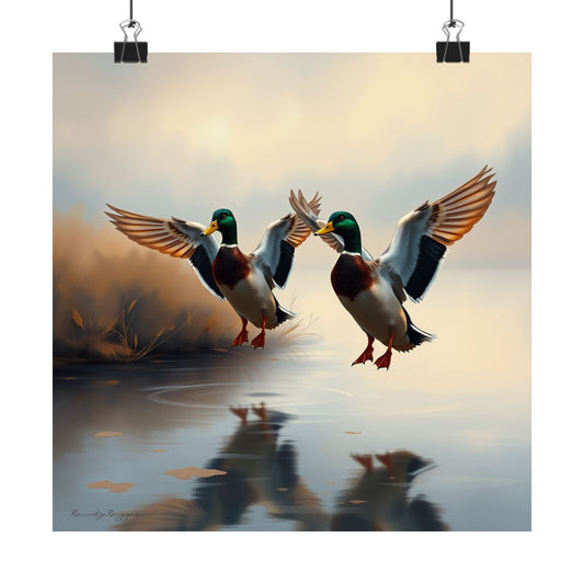 Landing in Solitude Mallard Duck Print