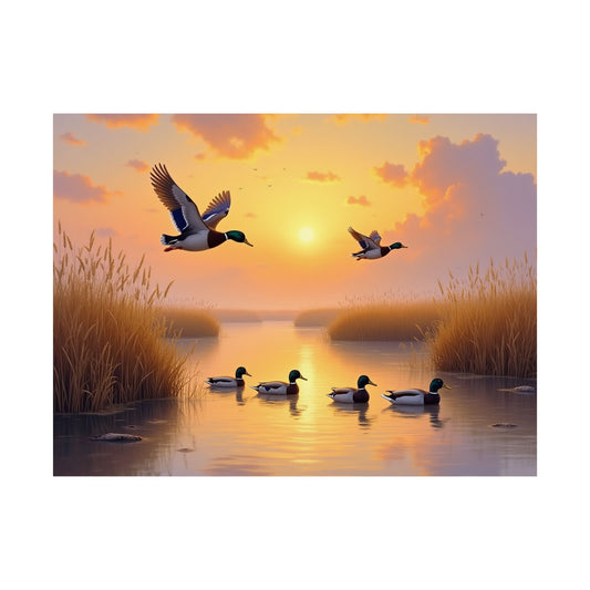 Golden Morning Flight Mallard Duck Print